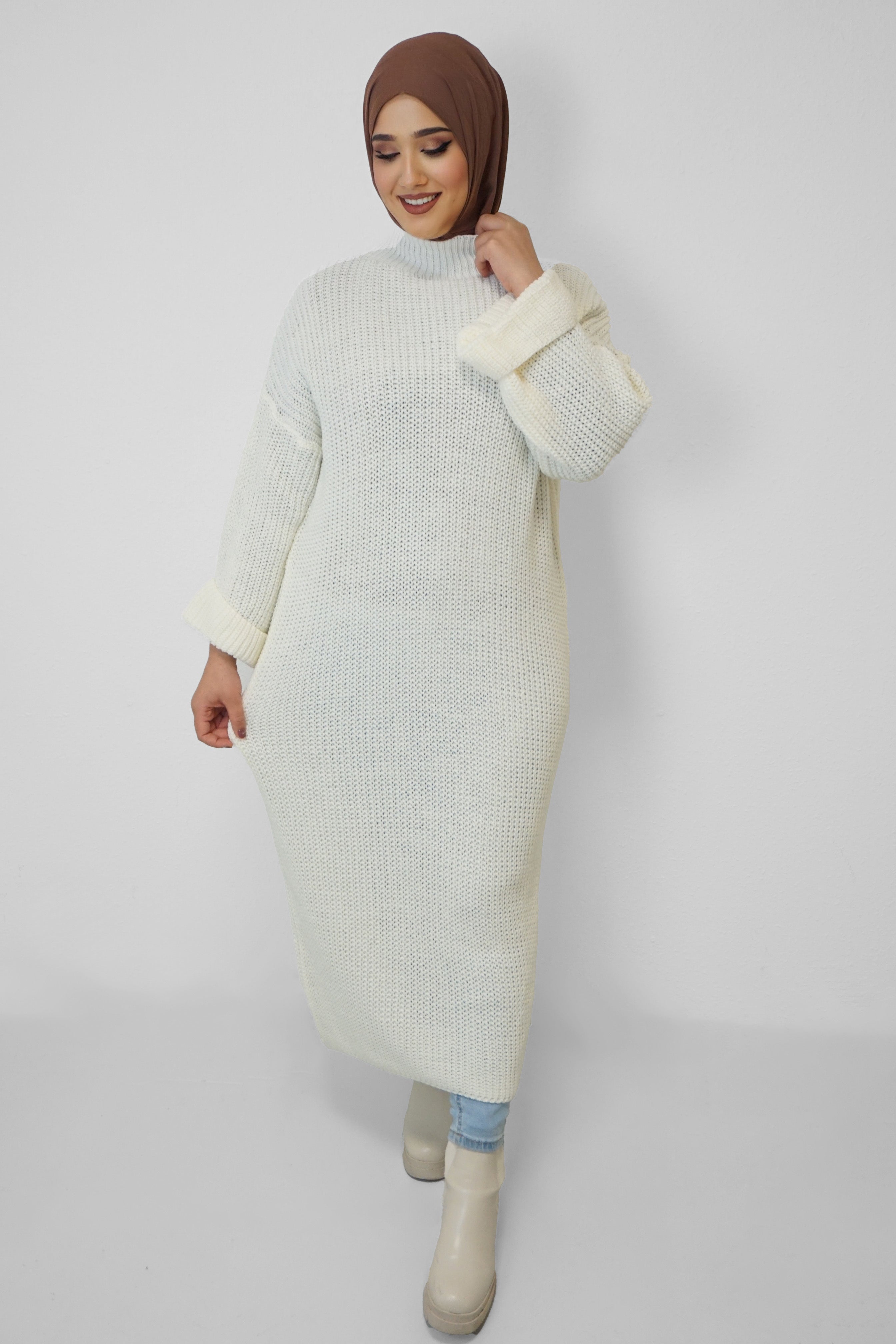 Maxi Strick-Kleid Layla Weiss