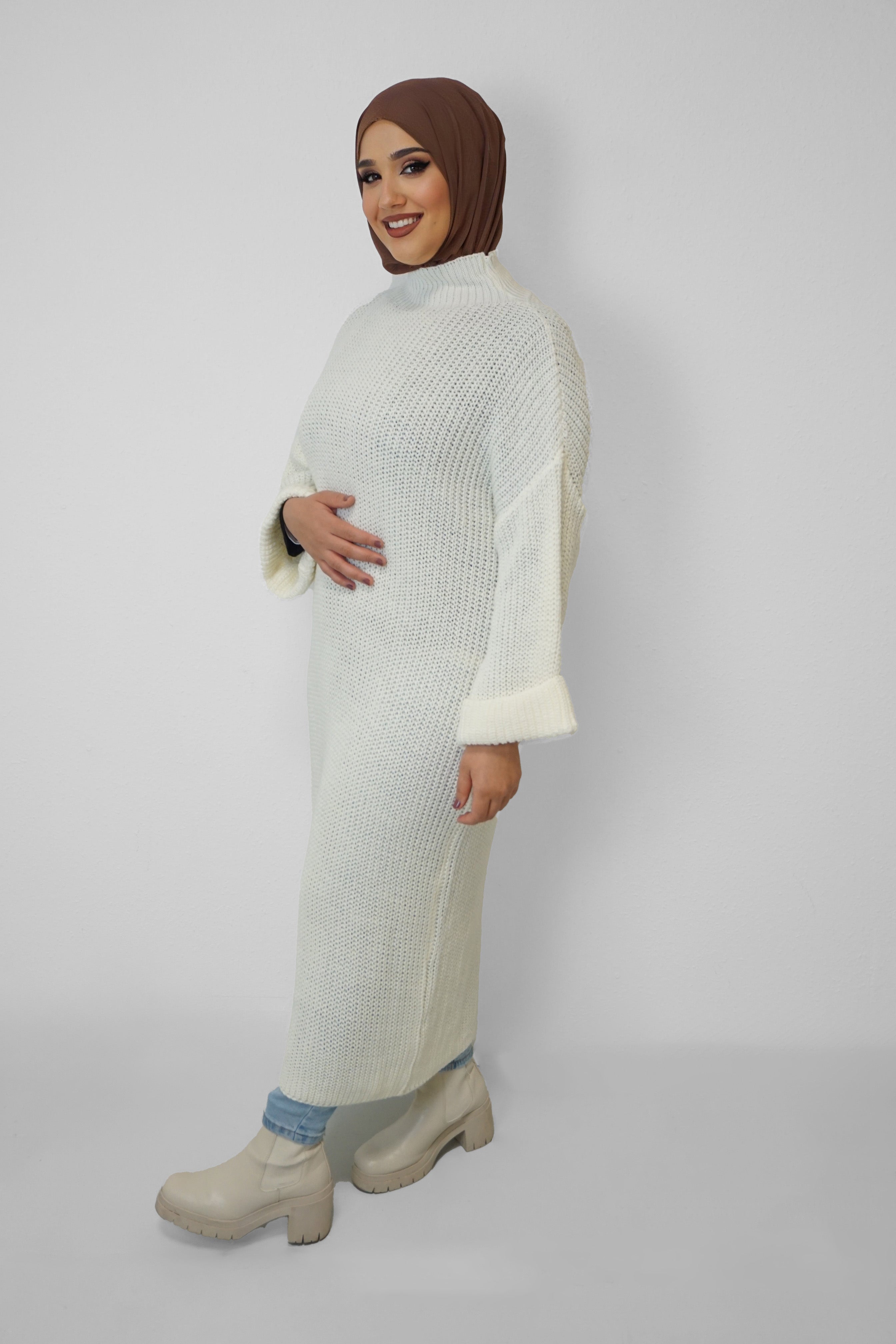 Maxi Strick-Kleid Layla Weiss