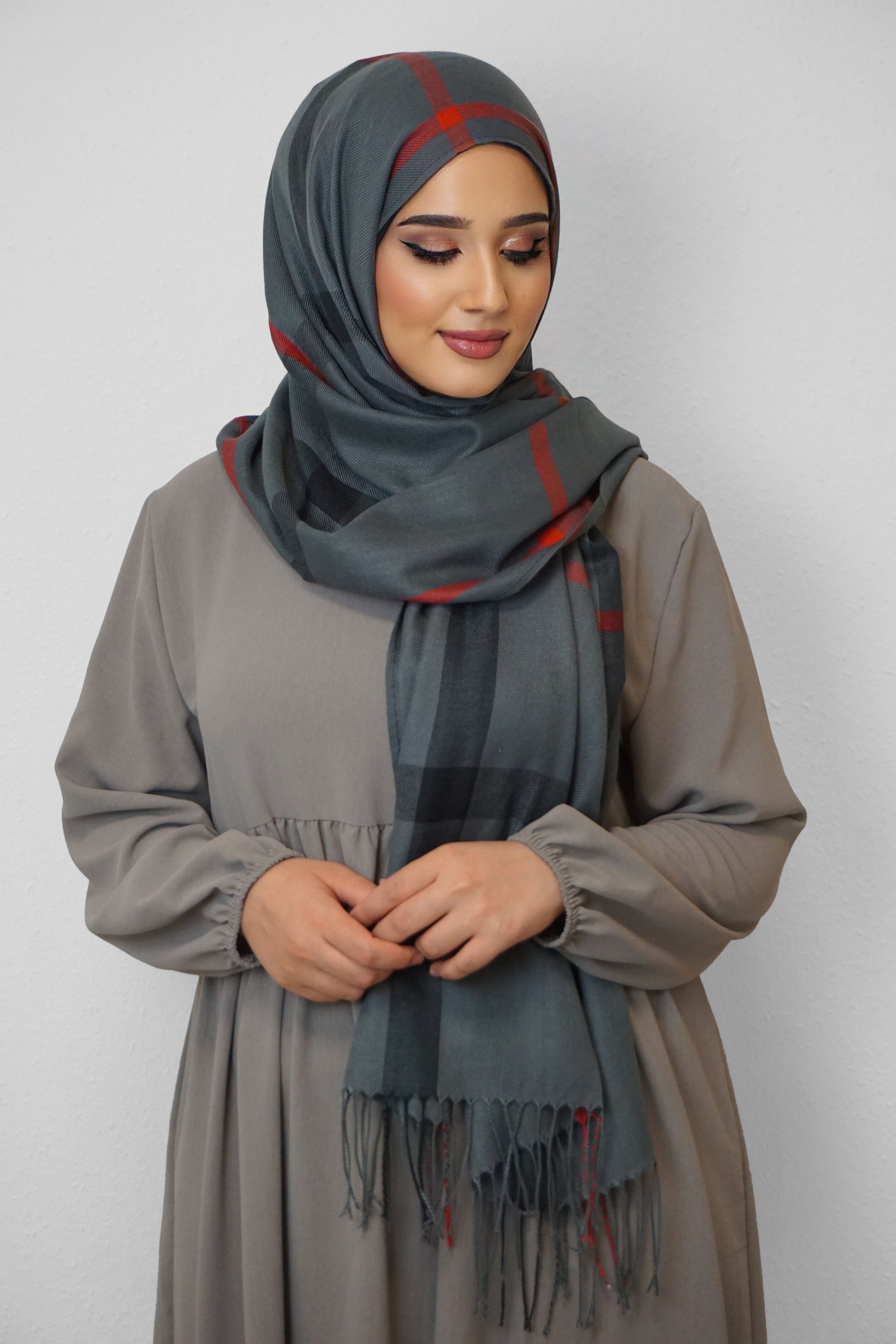 Baumwolle Hijab Aziza Dunkelgrau