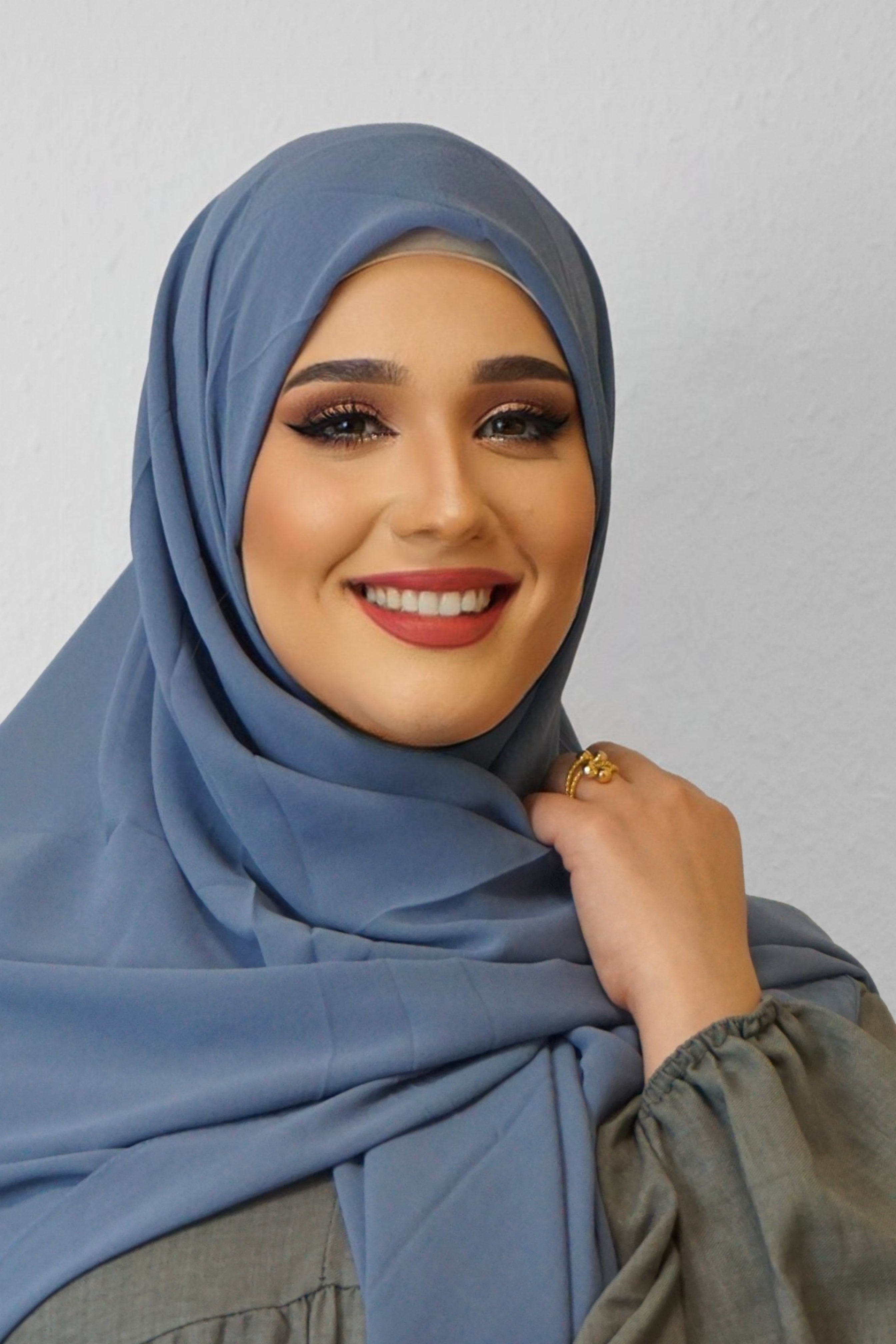 XL Chiffon Quadrat Hijab Himmelblau
