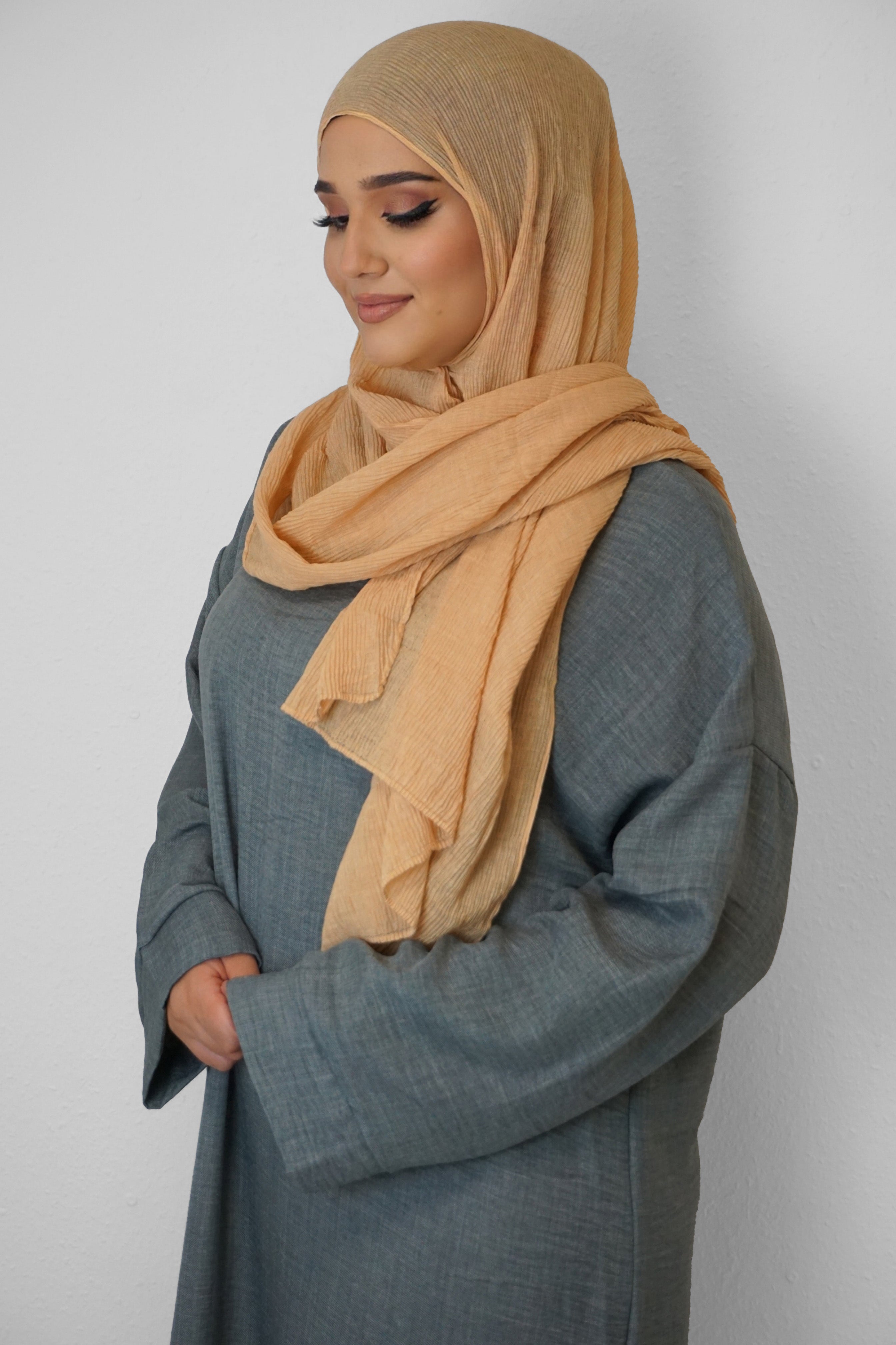 Baumwolle Crinkle-Hijab Pfirsich