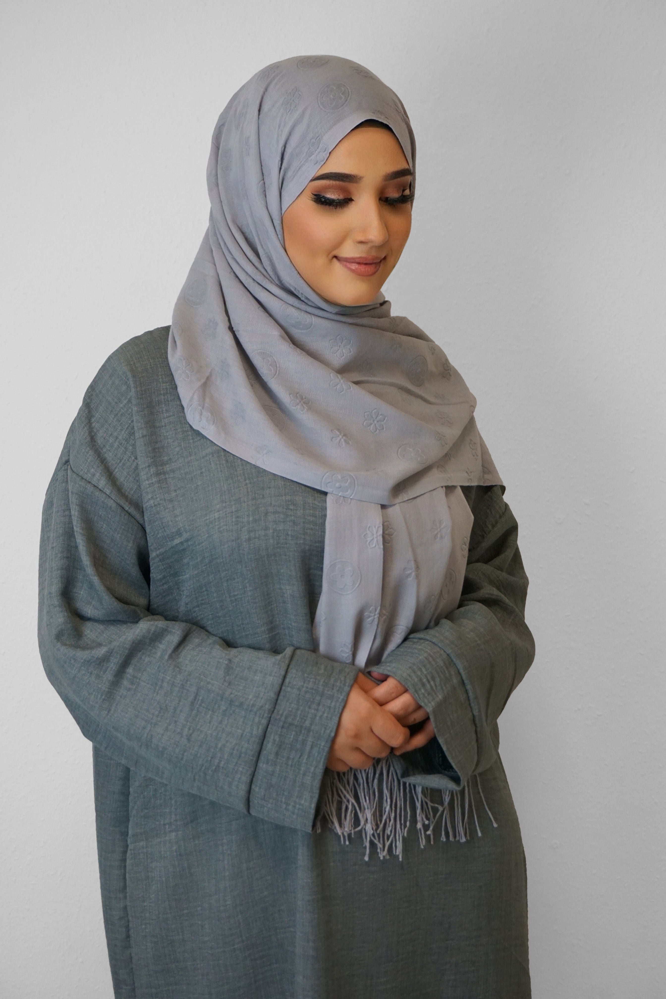 Baumwolle Hijab Zuhur Grau