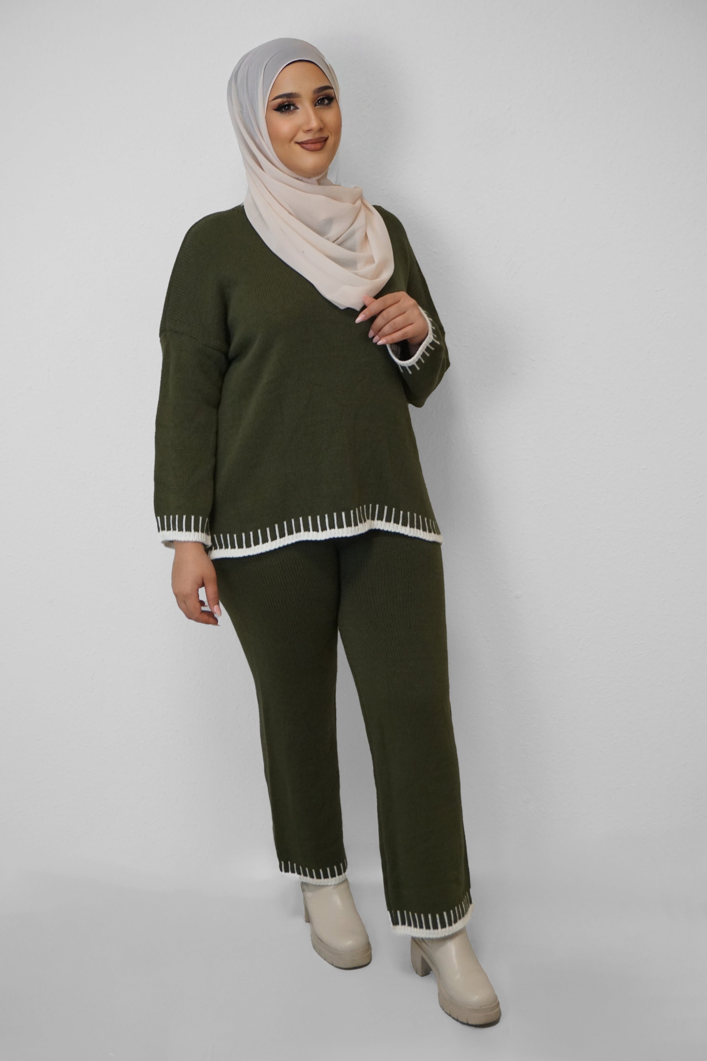 Strick Zwei-Teiler Hazar Oliv