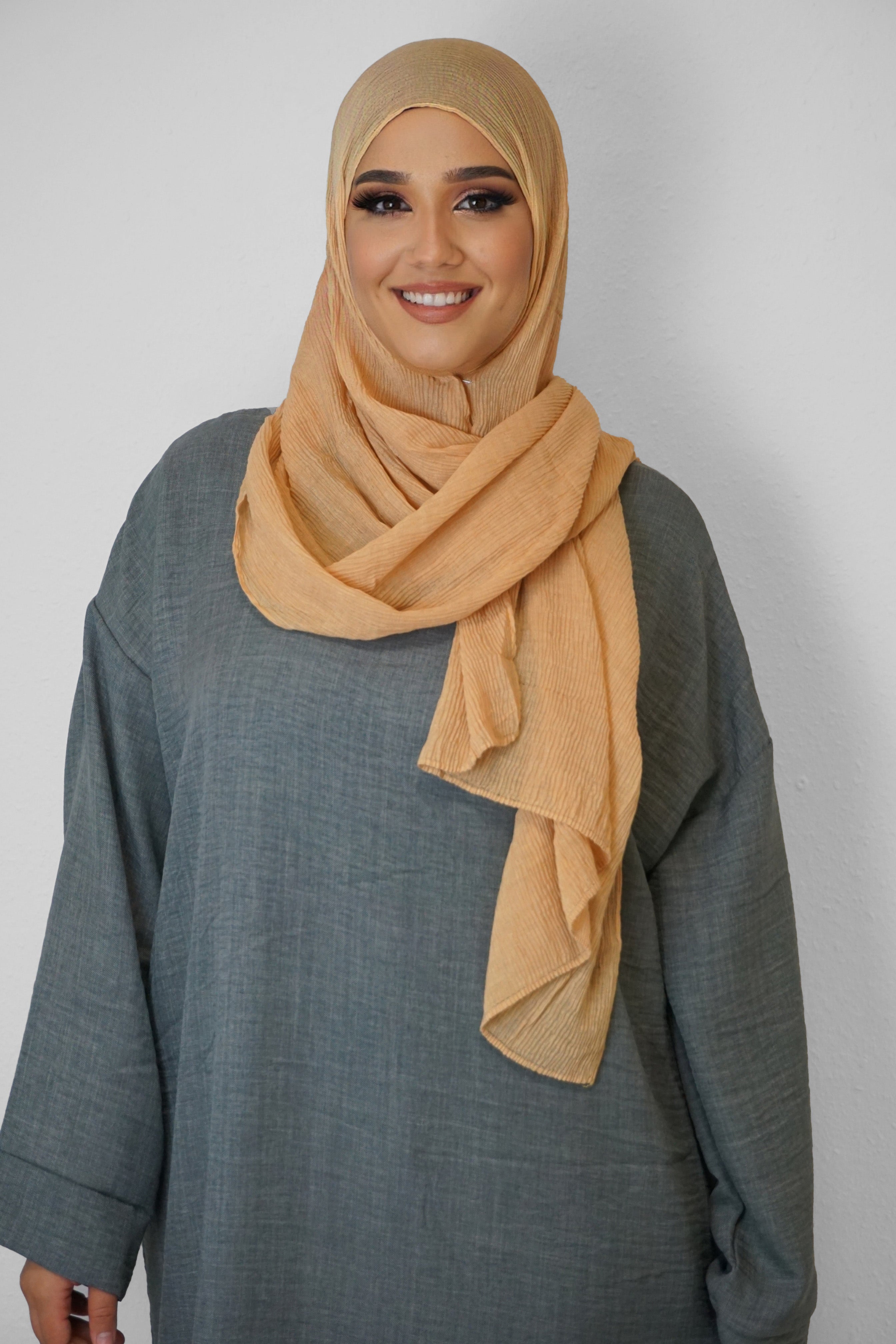 Baumwolle Crinkle-Hijab Pfirsich