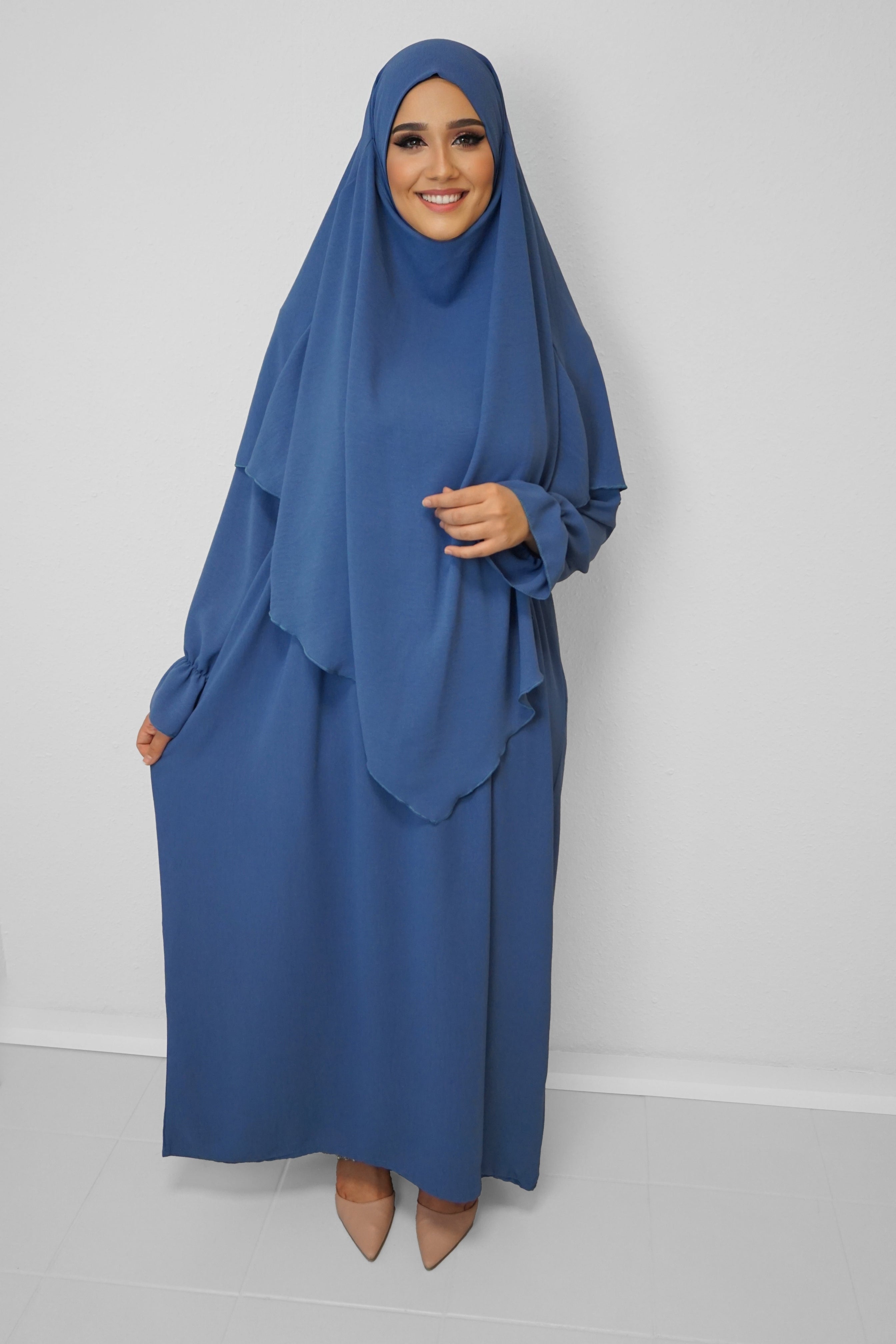 Jazz Khimar-Abaya Jeansblau
