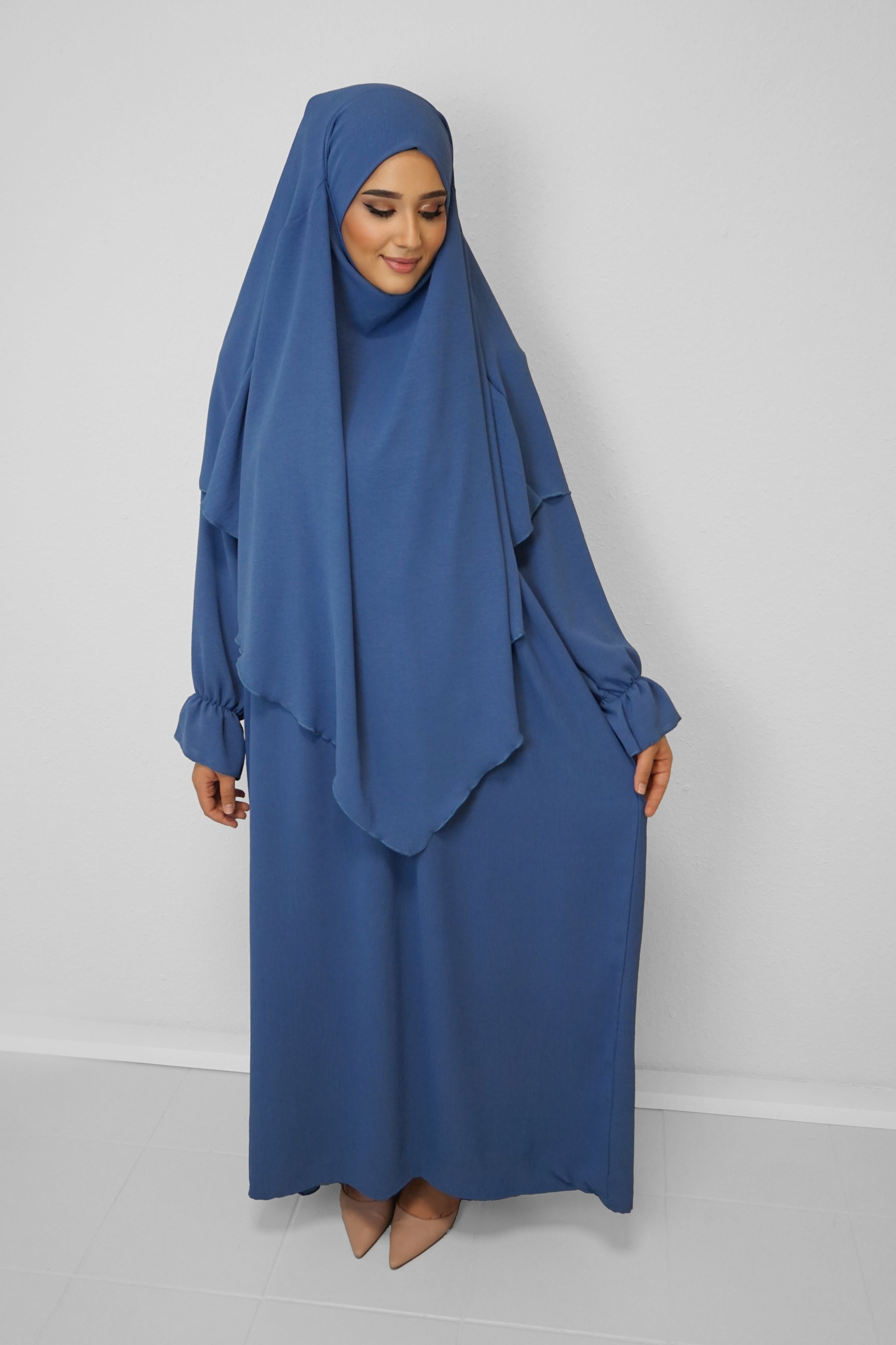 Jazz Khimar-Abaya Jeansblau