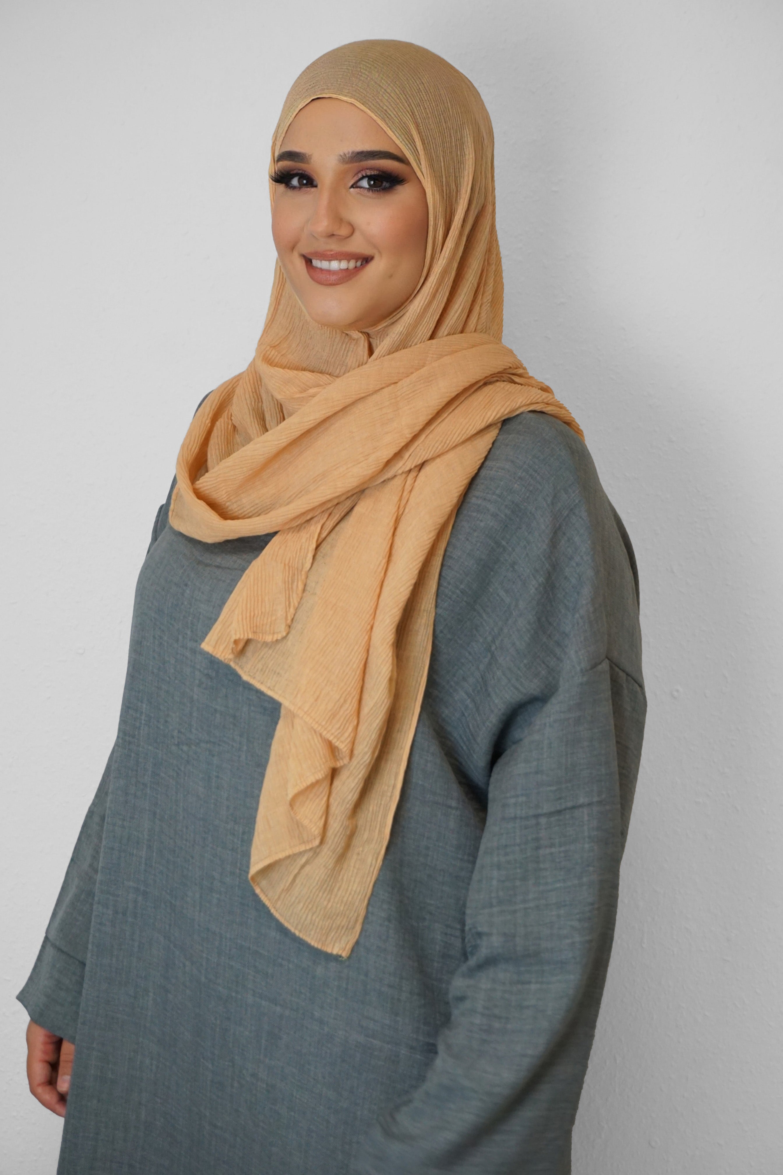 Baumwolle Crinkle-Hijab Pfirsich