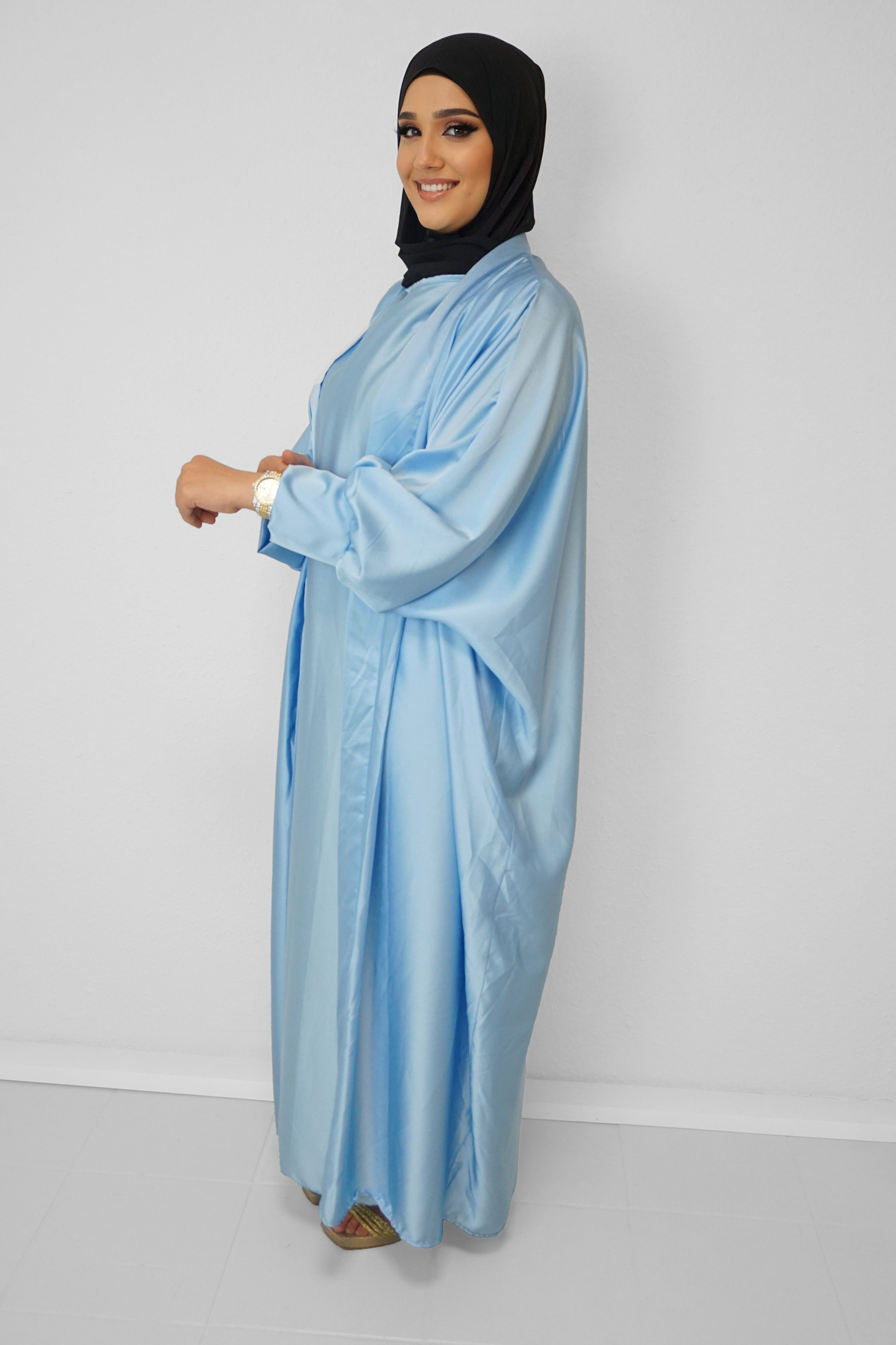 Satin-Abaya Nilofar Himmelblau