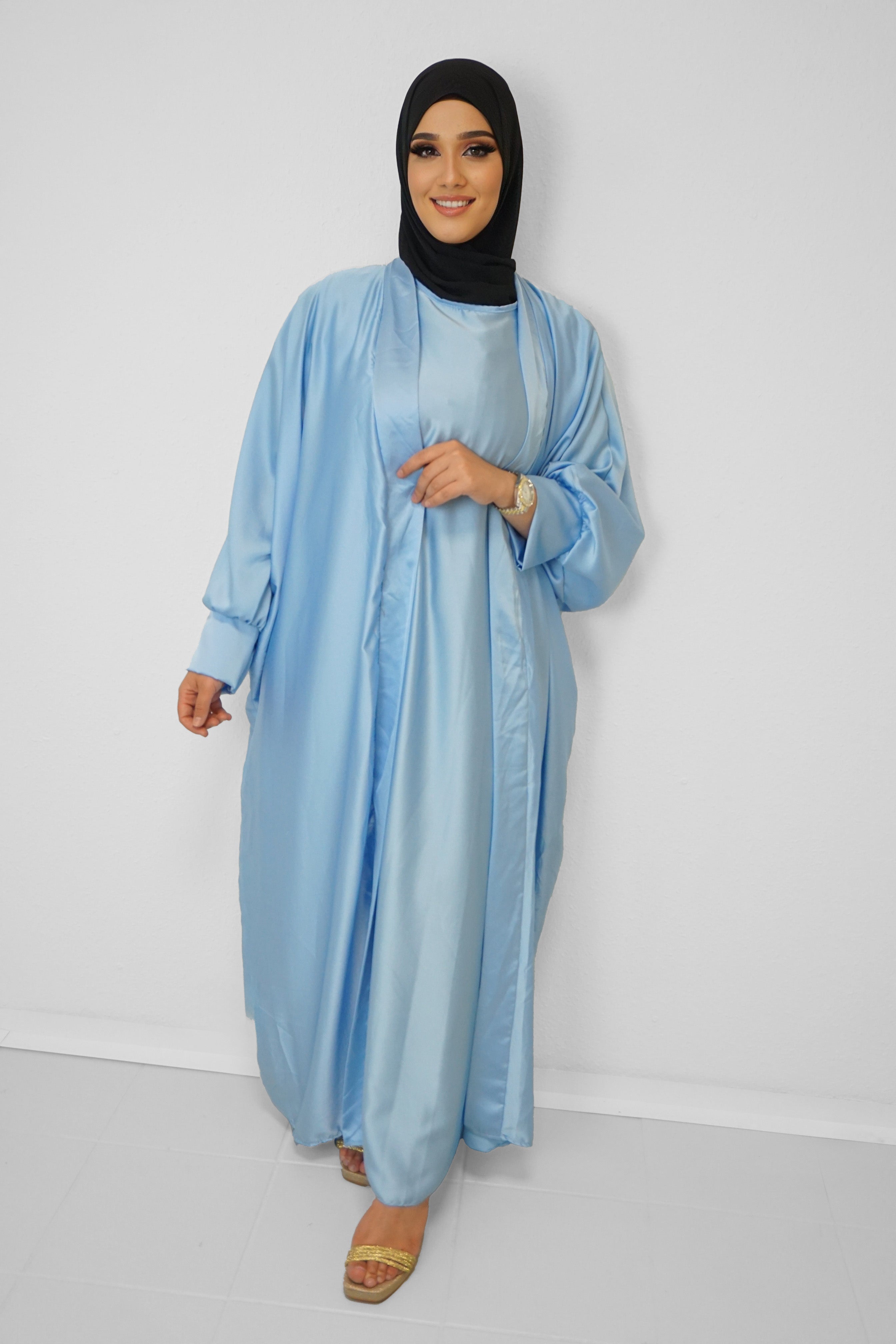 Satin-Abaya Nilofar Himmelblau