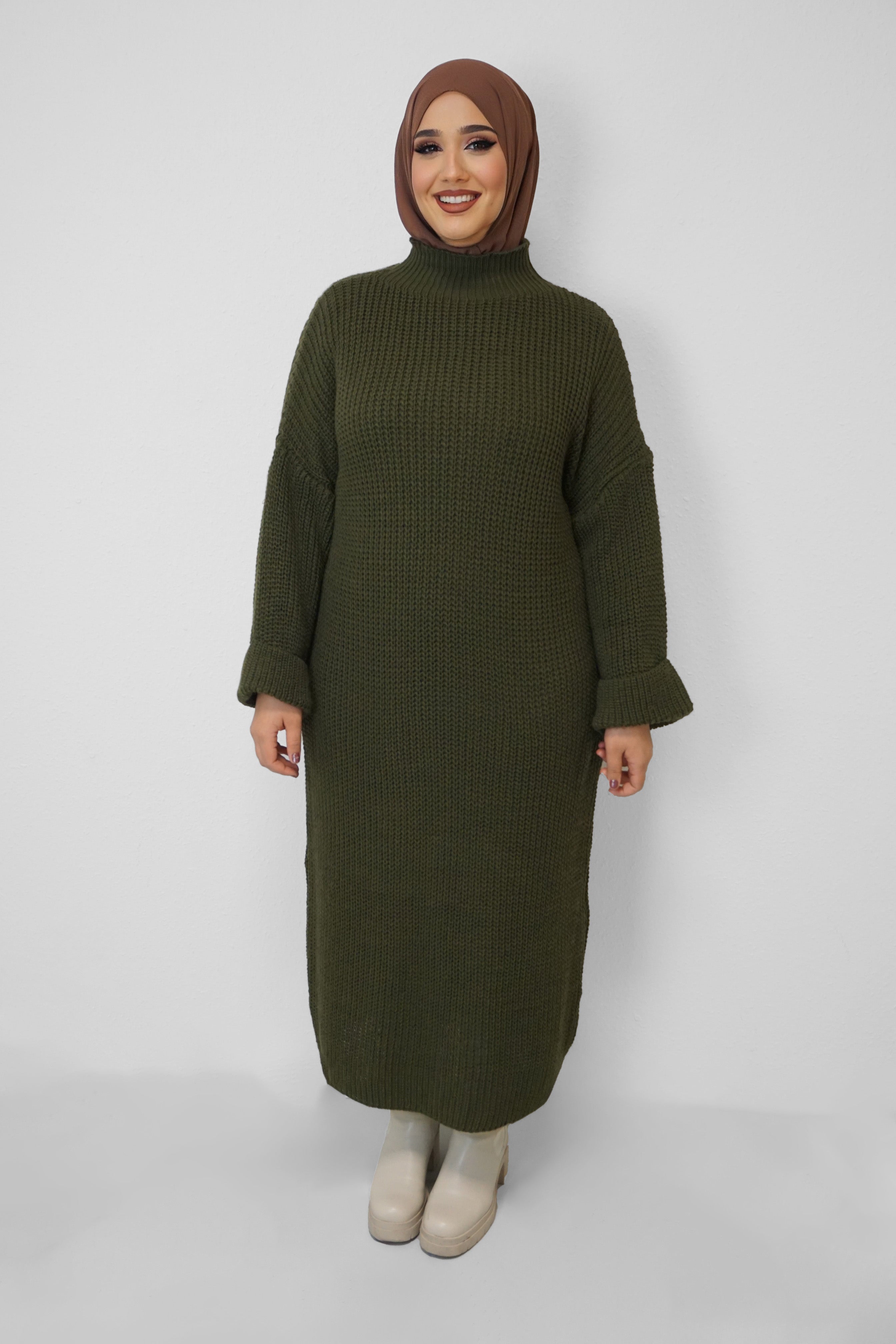 Maxi Strick-Kleid Layla Grün