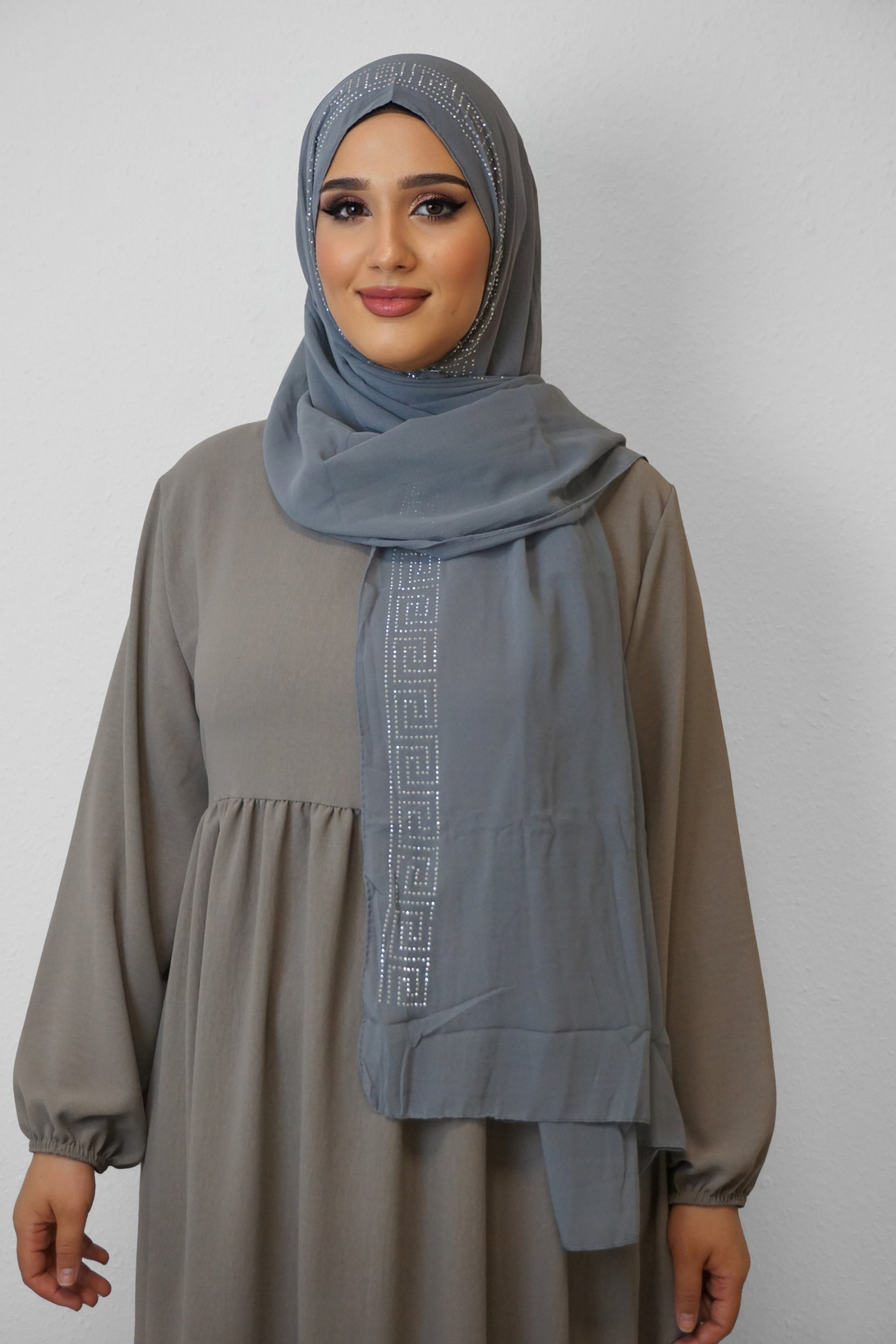 Chiffon Diamond Hijab Grau