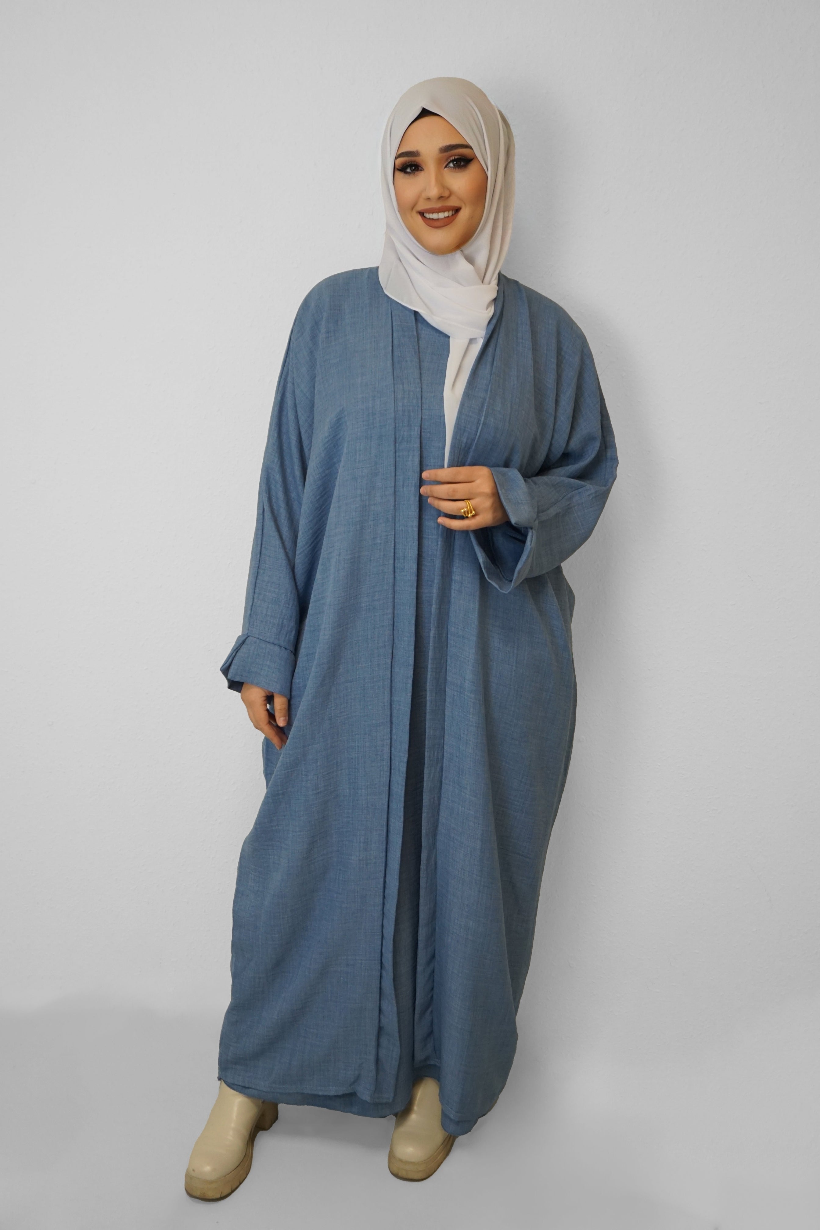 Zwei-Teiler Abaya Nasira Jeansblau