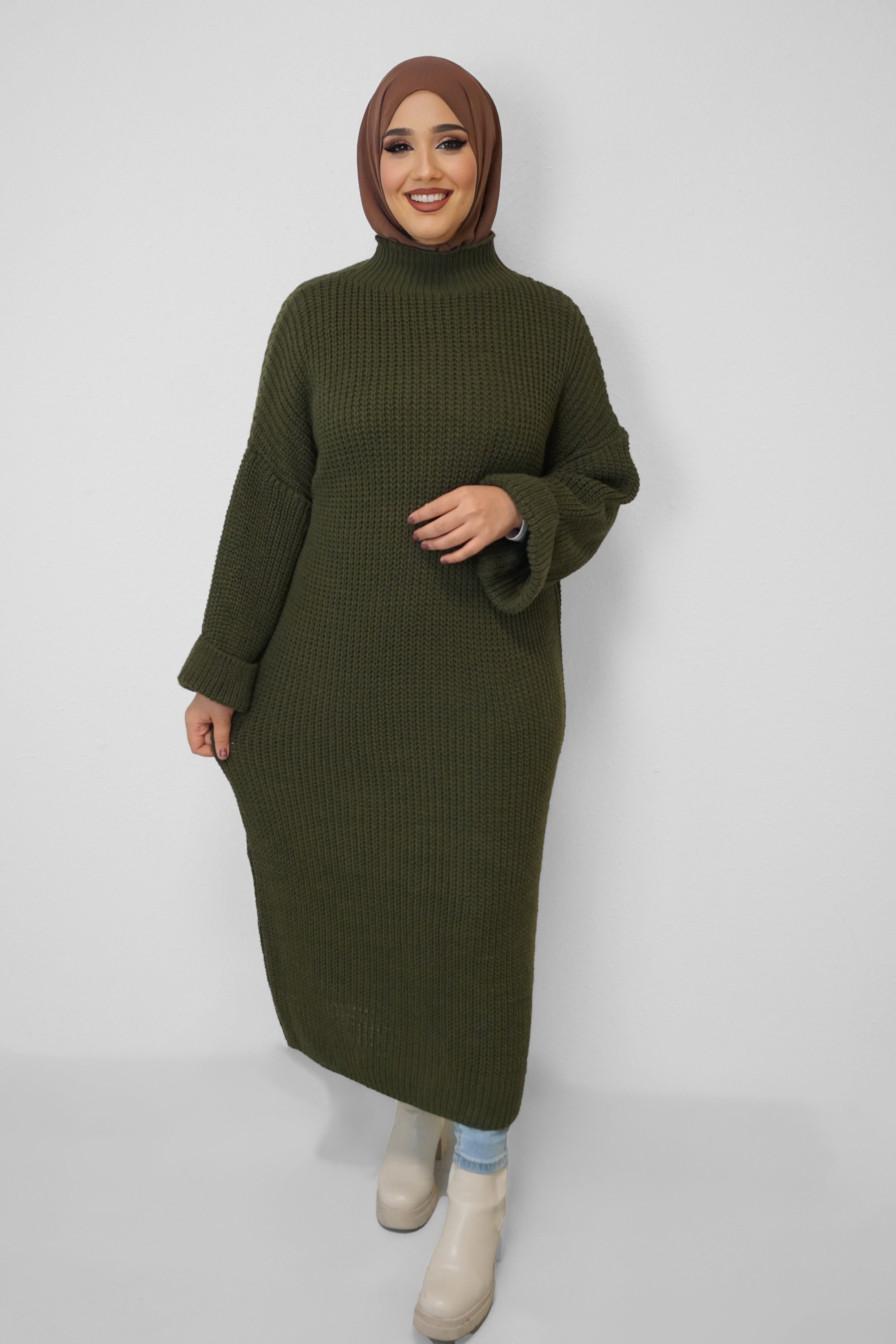 Maxi Strick-Kleid Layla Grün