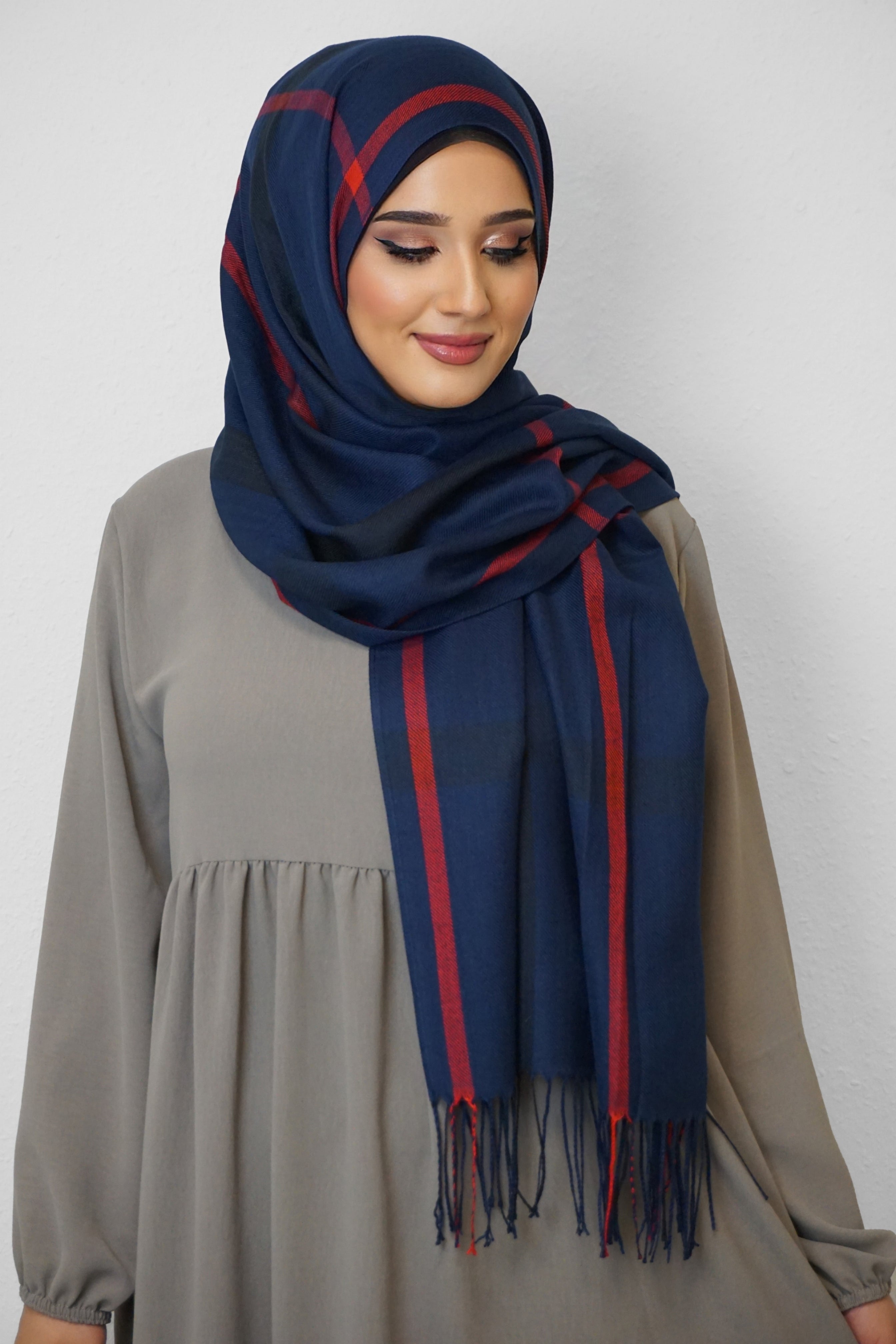 Baumwolle Hijab Aziza Dunkelblau