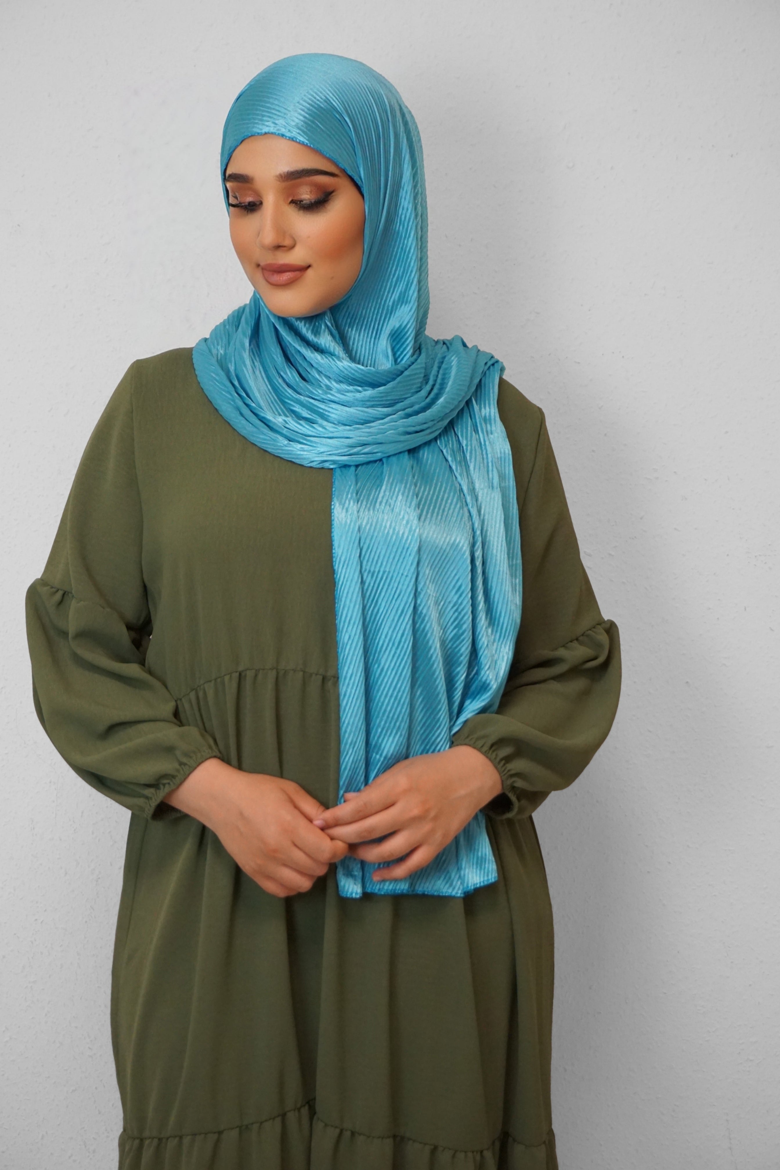 Satin Hijab Plissiert Mint