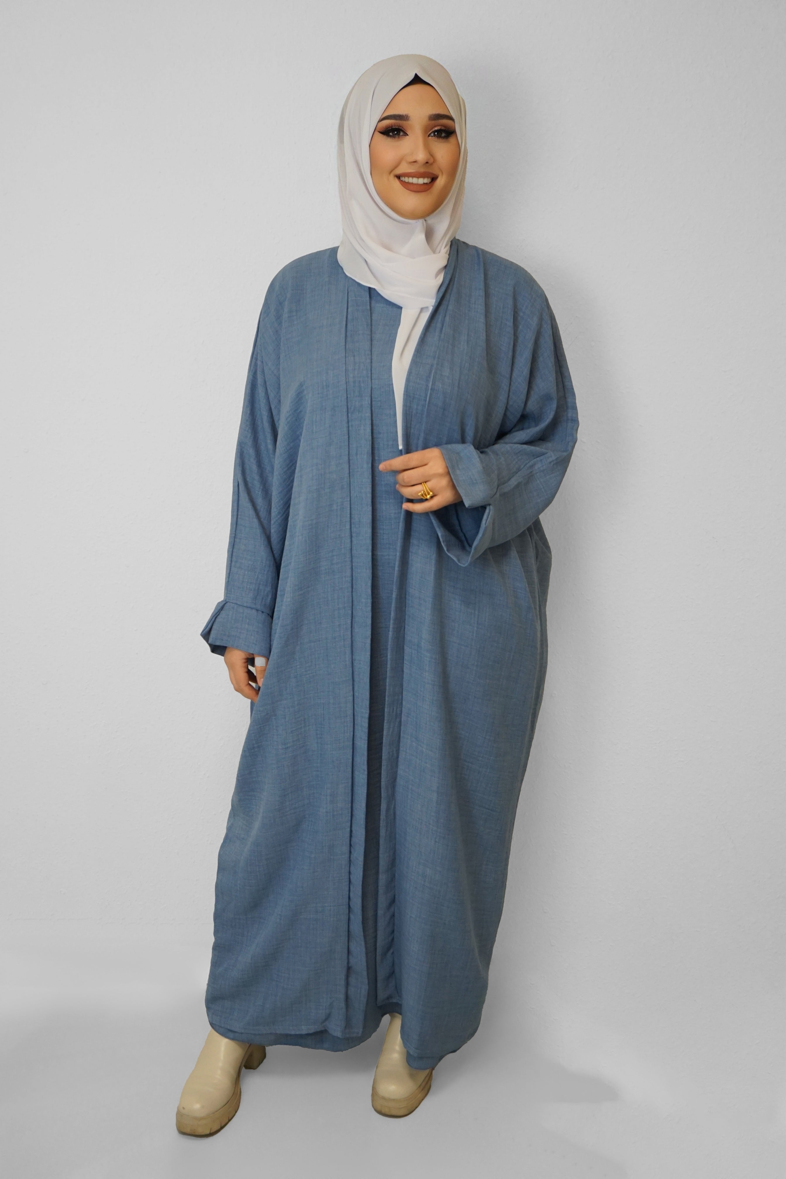 Zwei-Teiler Abaya Nasira Jeansblau