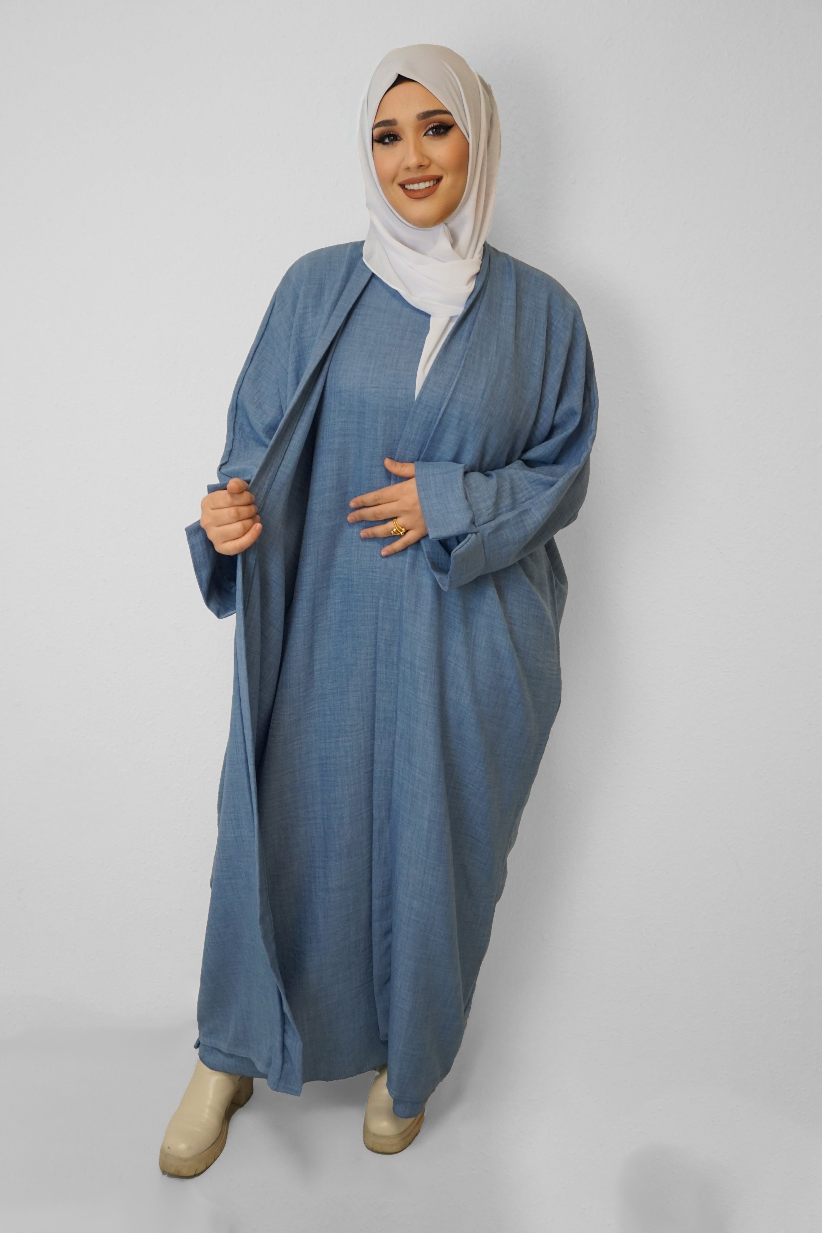 Zwei-Teiler Abaya Nasira Jeansblau