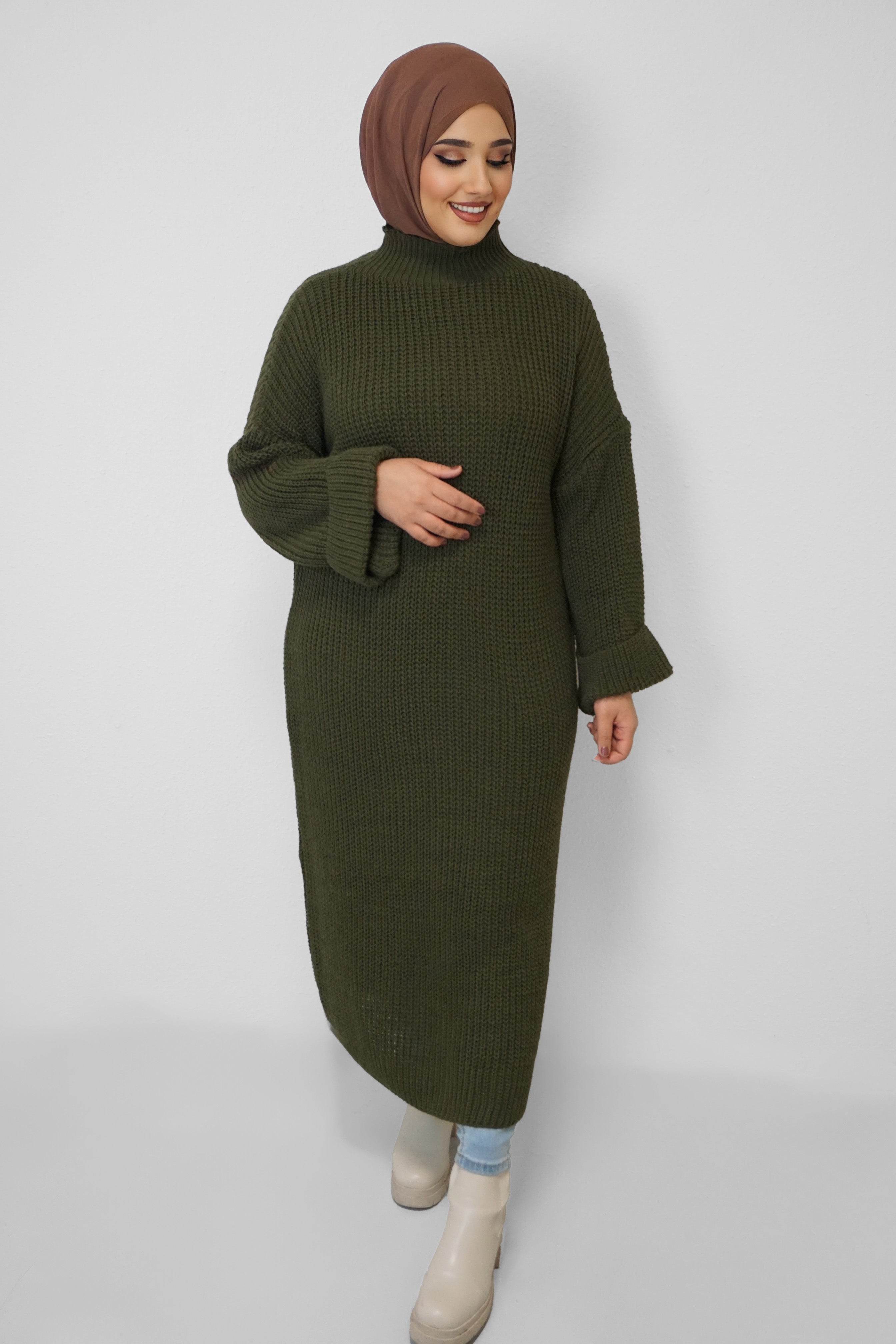 Maxi Strick-Kleid Layla Grün