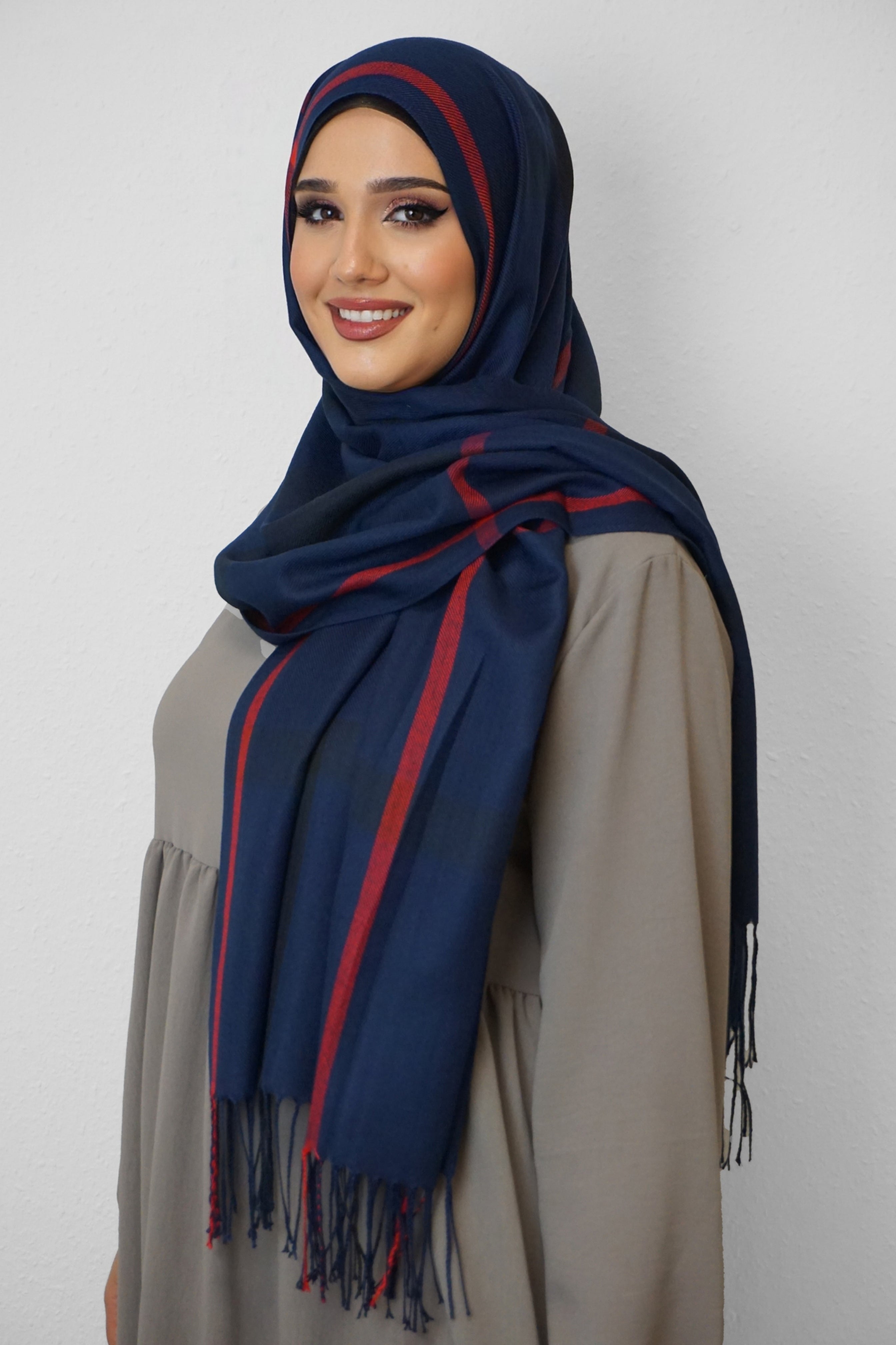 Baumwolle Hijab Aziza Dunkelblau