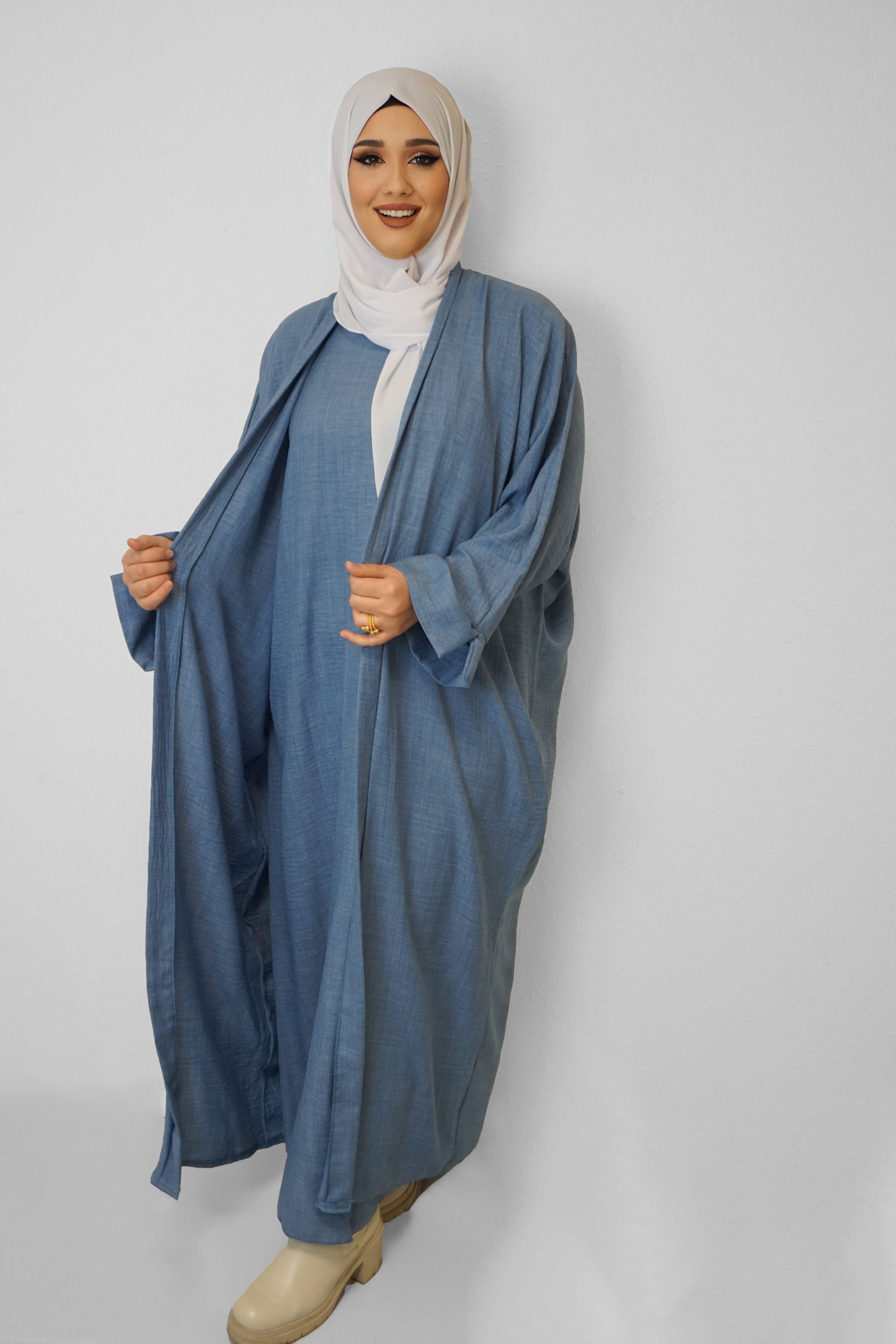 Zwei-Teiler Abaya Nasira Jeansblau
