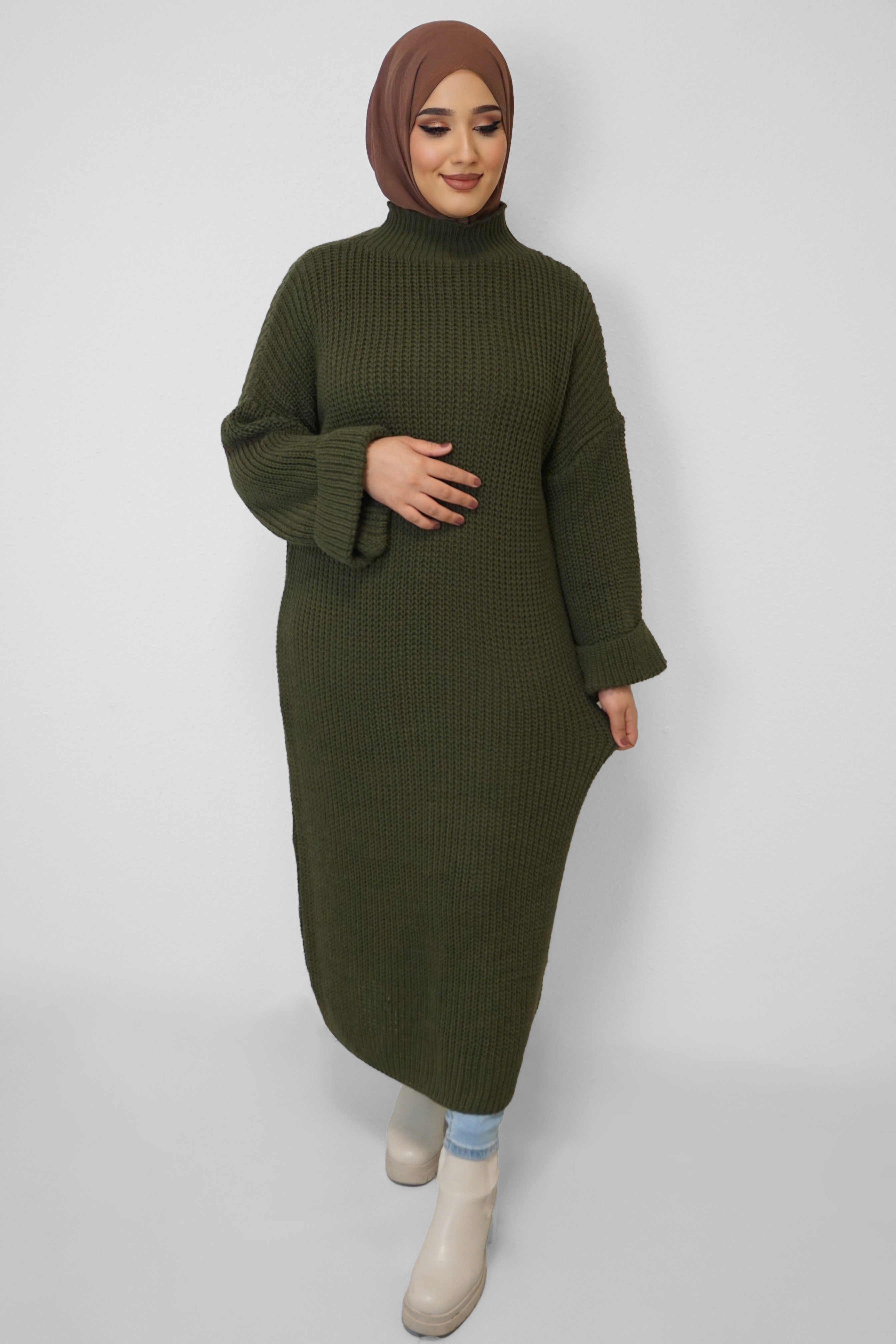 Maxi Strick-Kleid Layla Grün