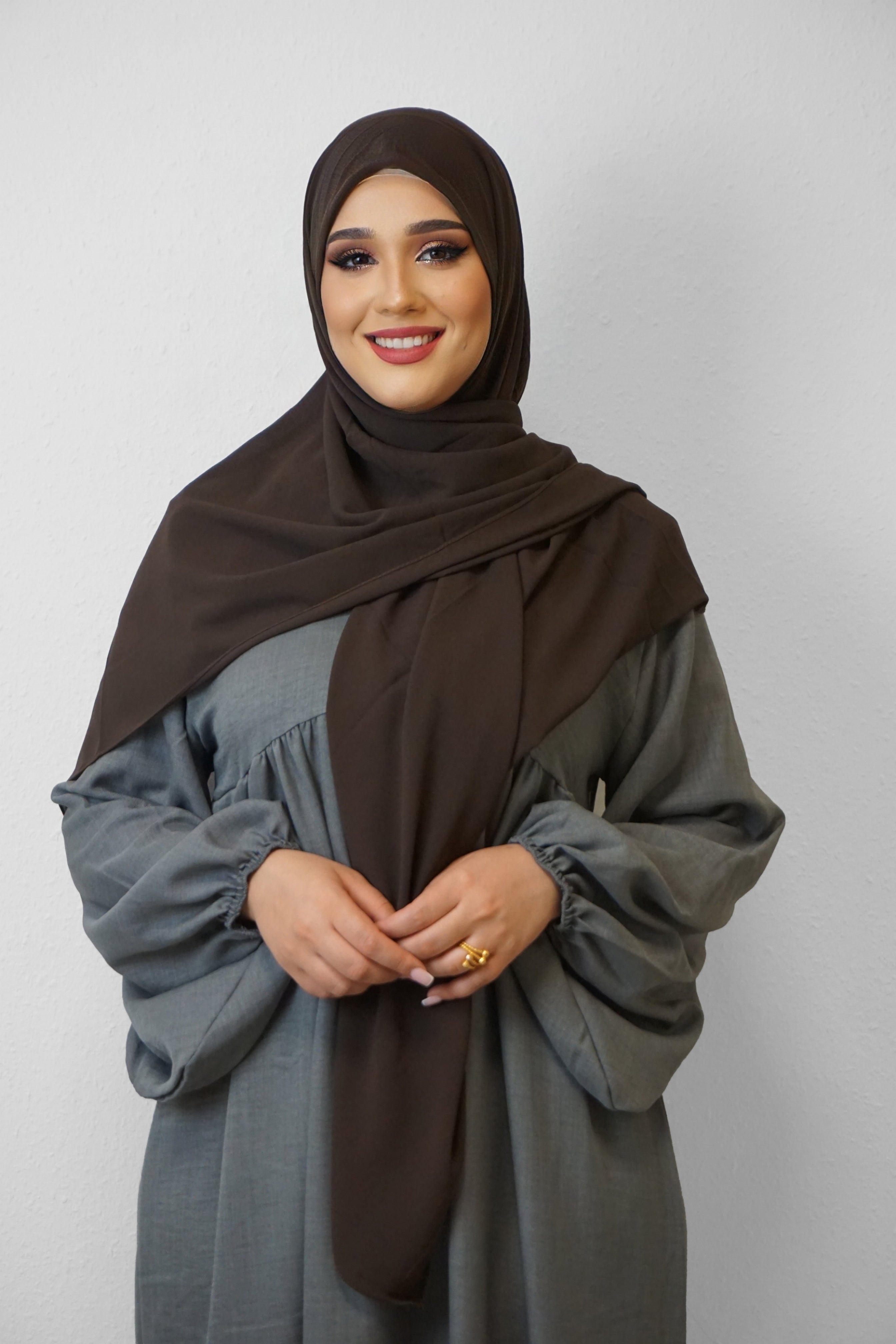 XL Chiffon Quadrat Hijab Dunkelbraun