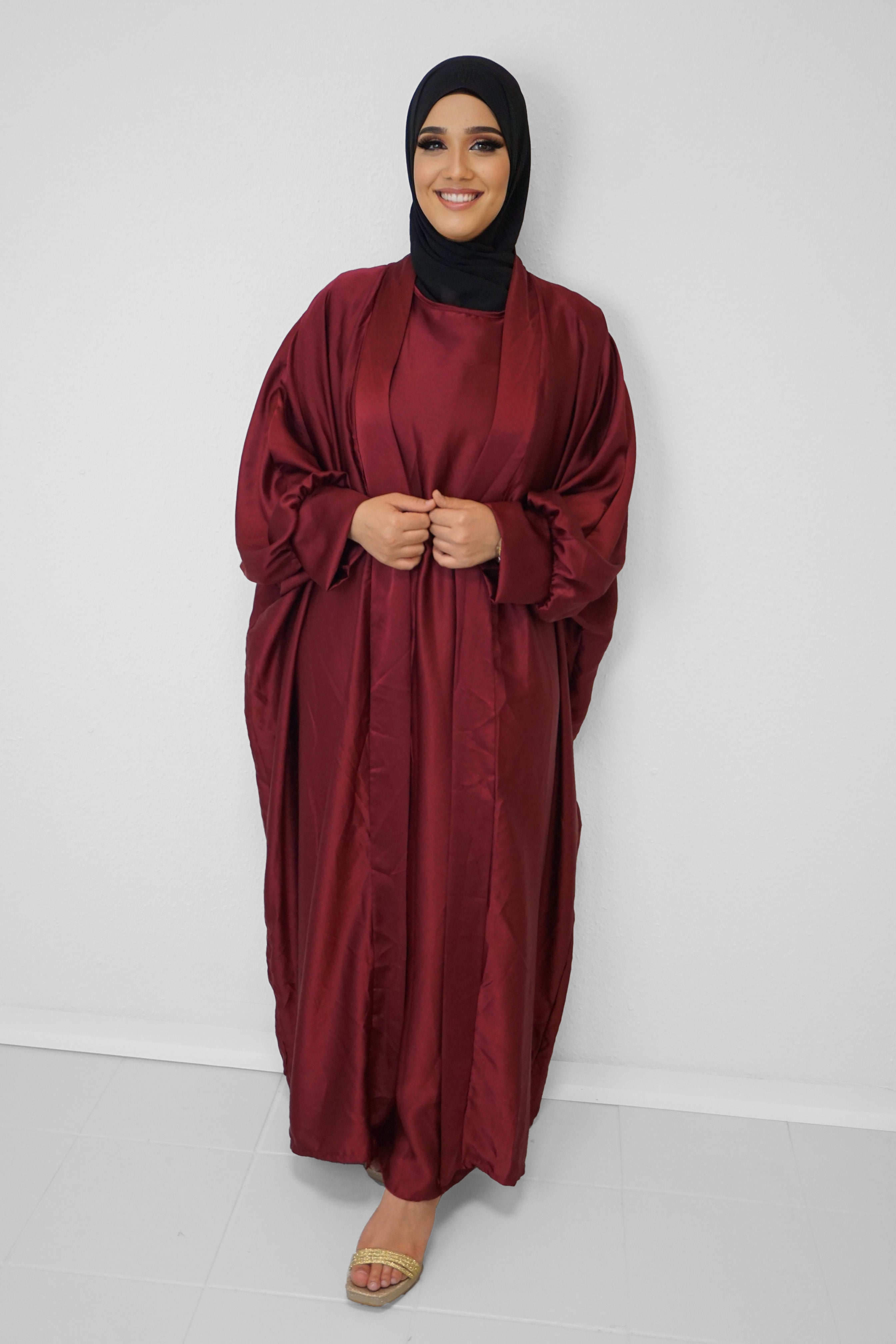 Satin-Abaya Nilofar Bordeaux
