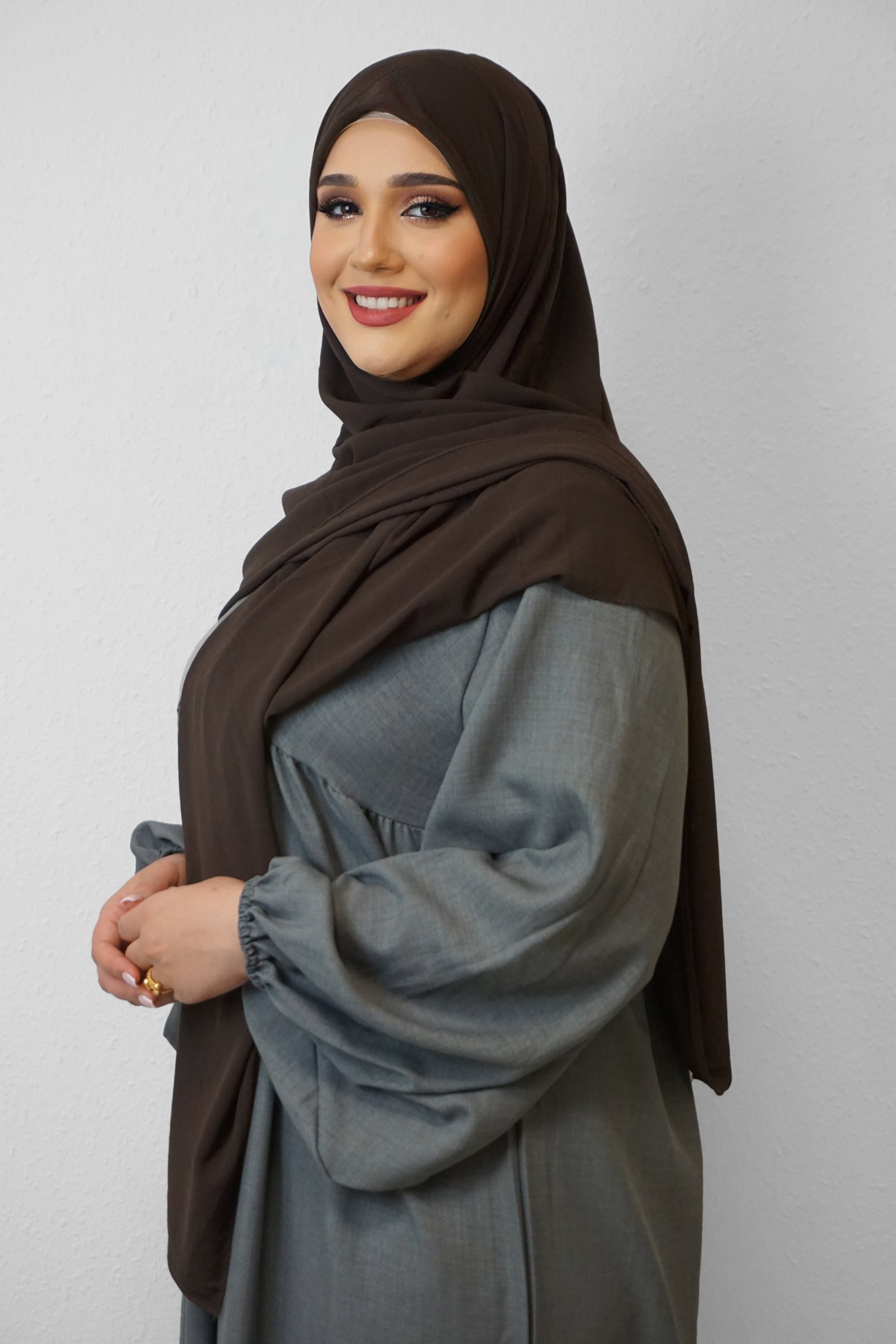 XL Chiffon Quadrat Hijab Dunkelbraun