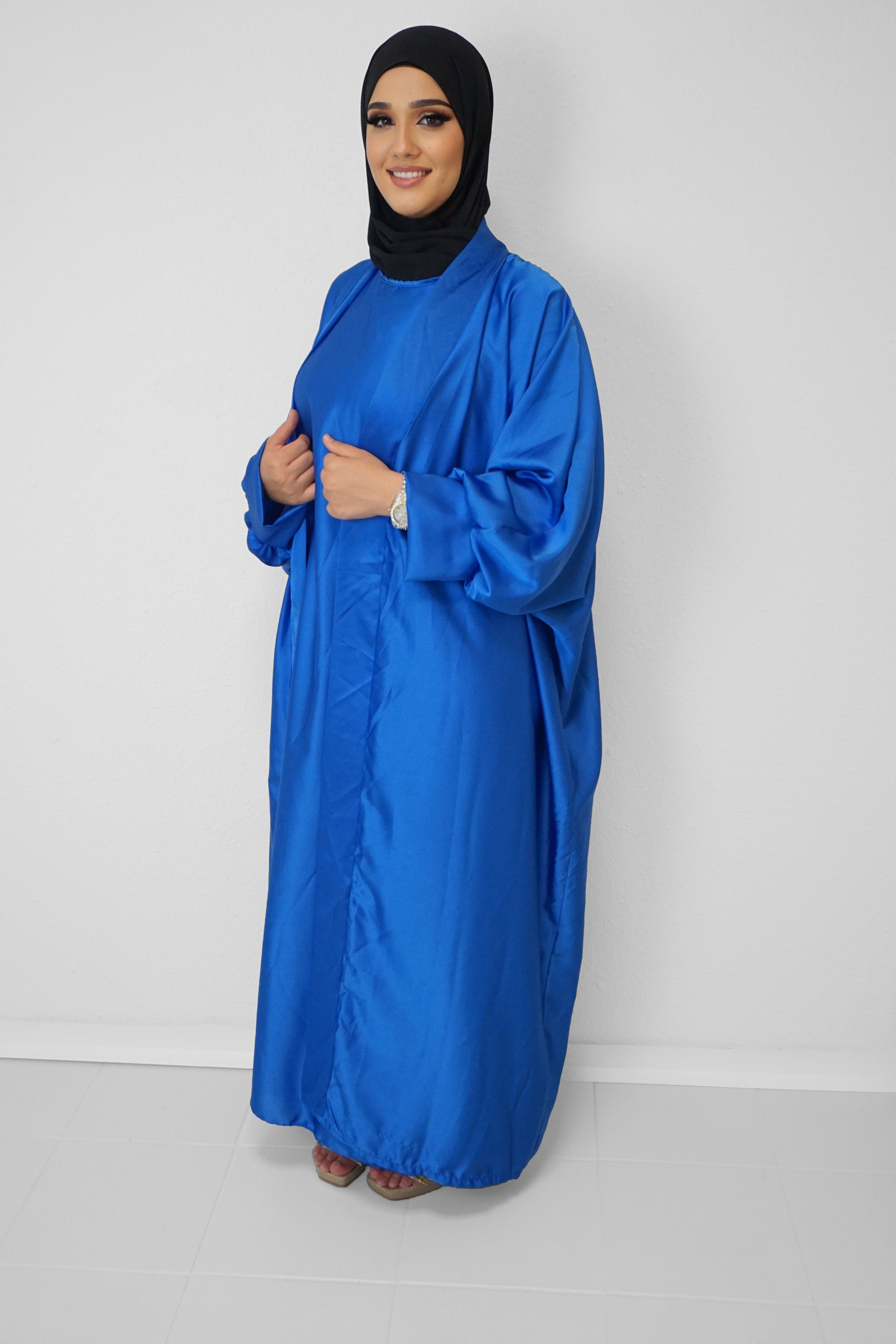 Satin-Abaya Nilofar Leuchtblau