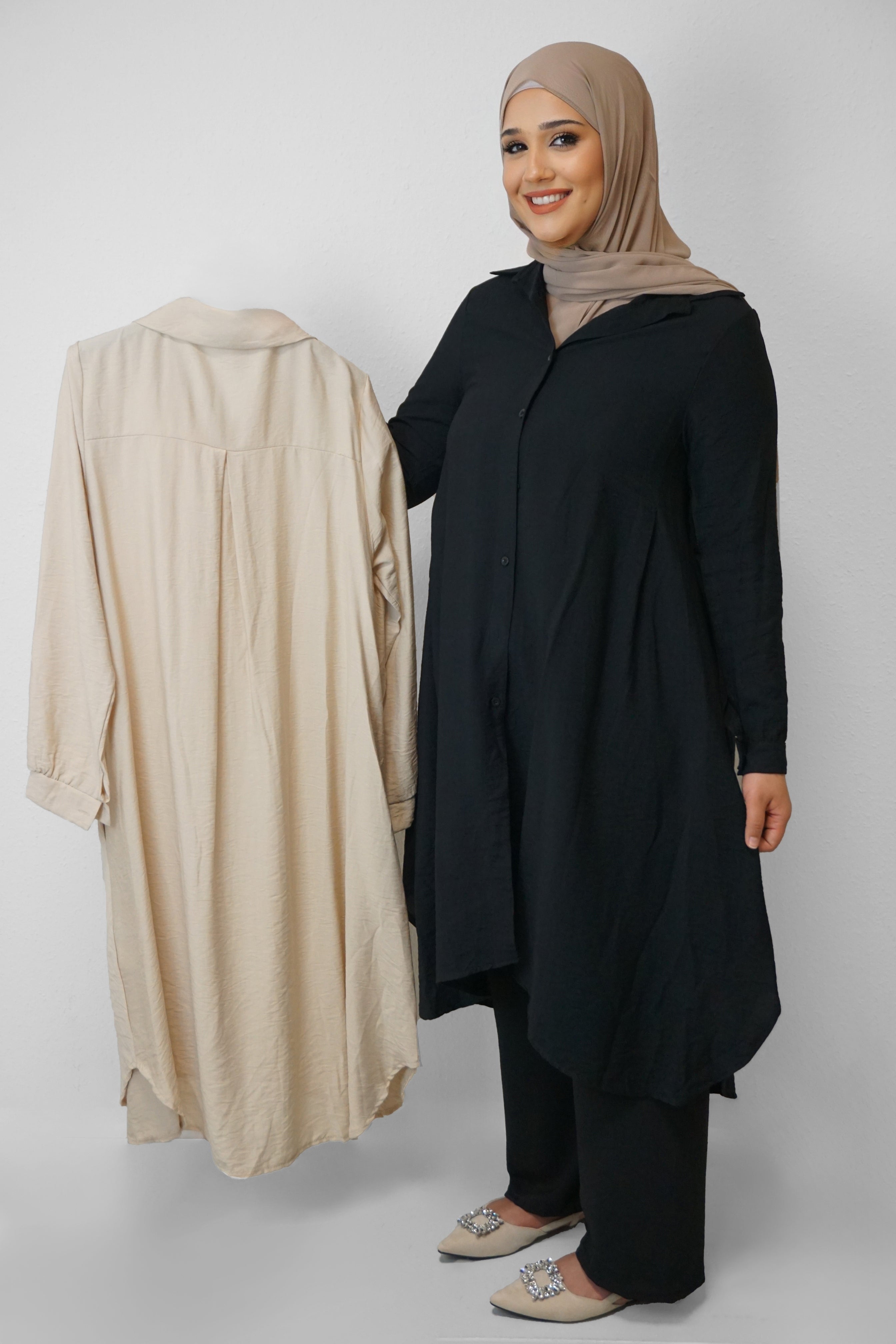 Tunika Selima mit Tasche Beige