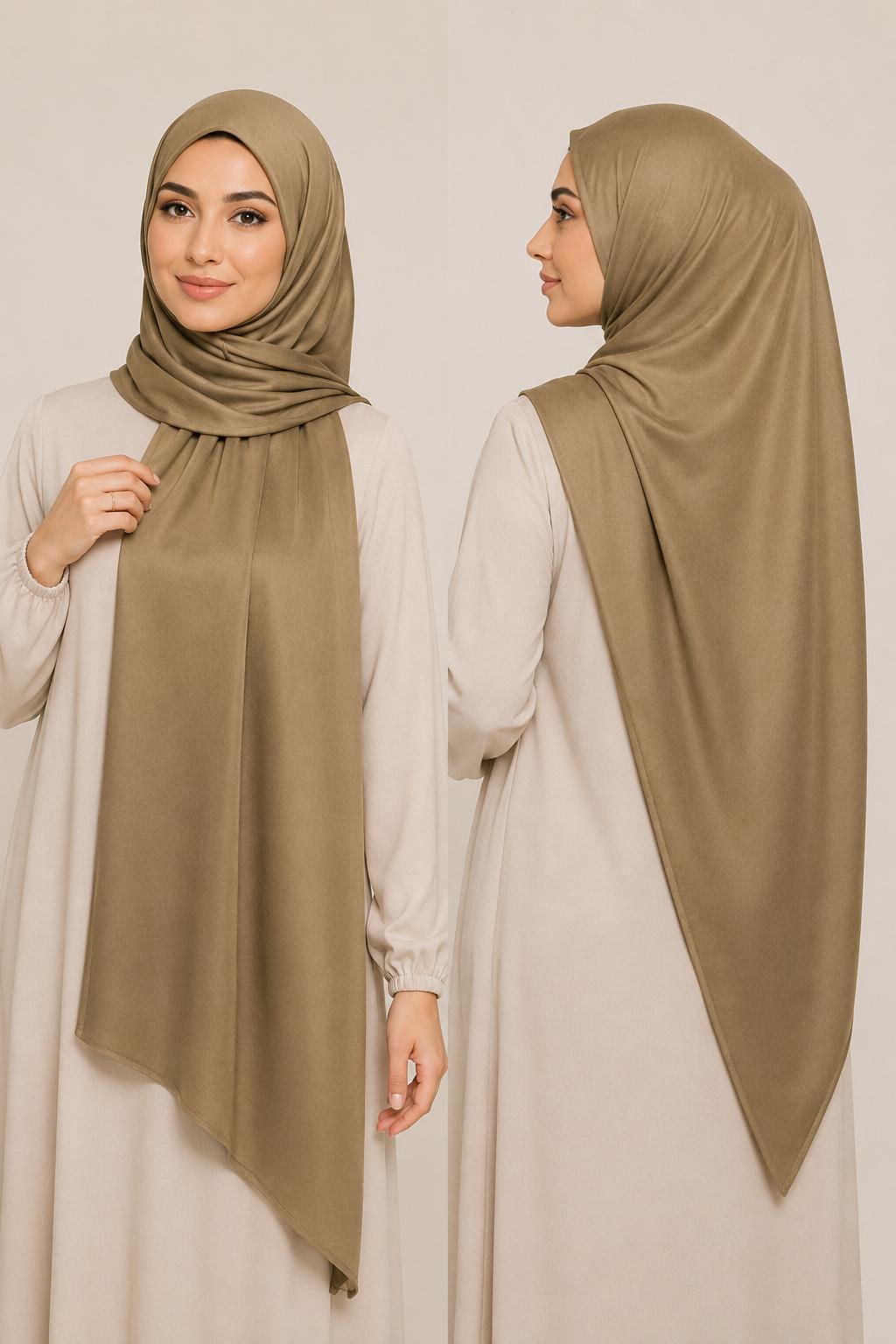 Jersey Premium Satin Hijab Khaki
