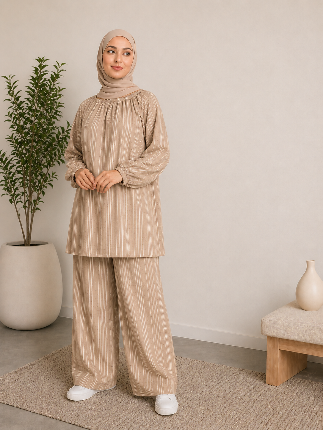 Zwei-Teiler Hose Meritara Beige