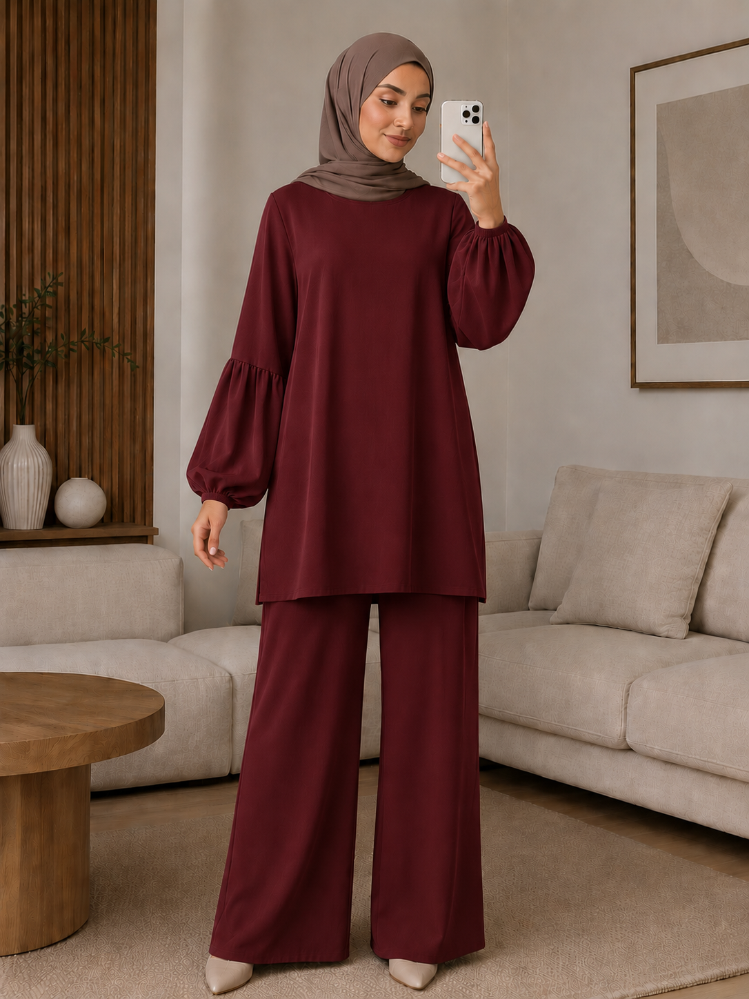 Zwei-Teiler Hose Amunira Bordeaux