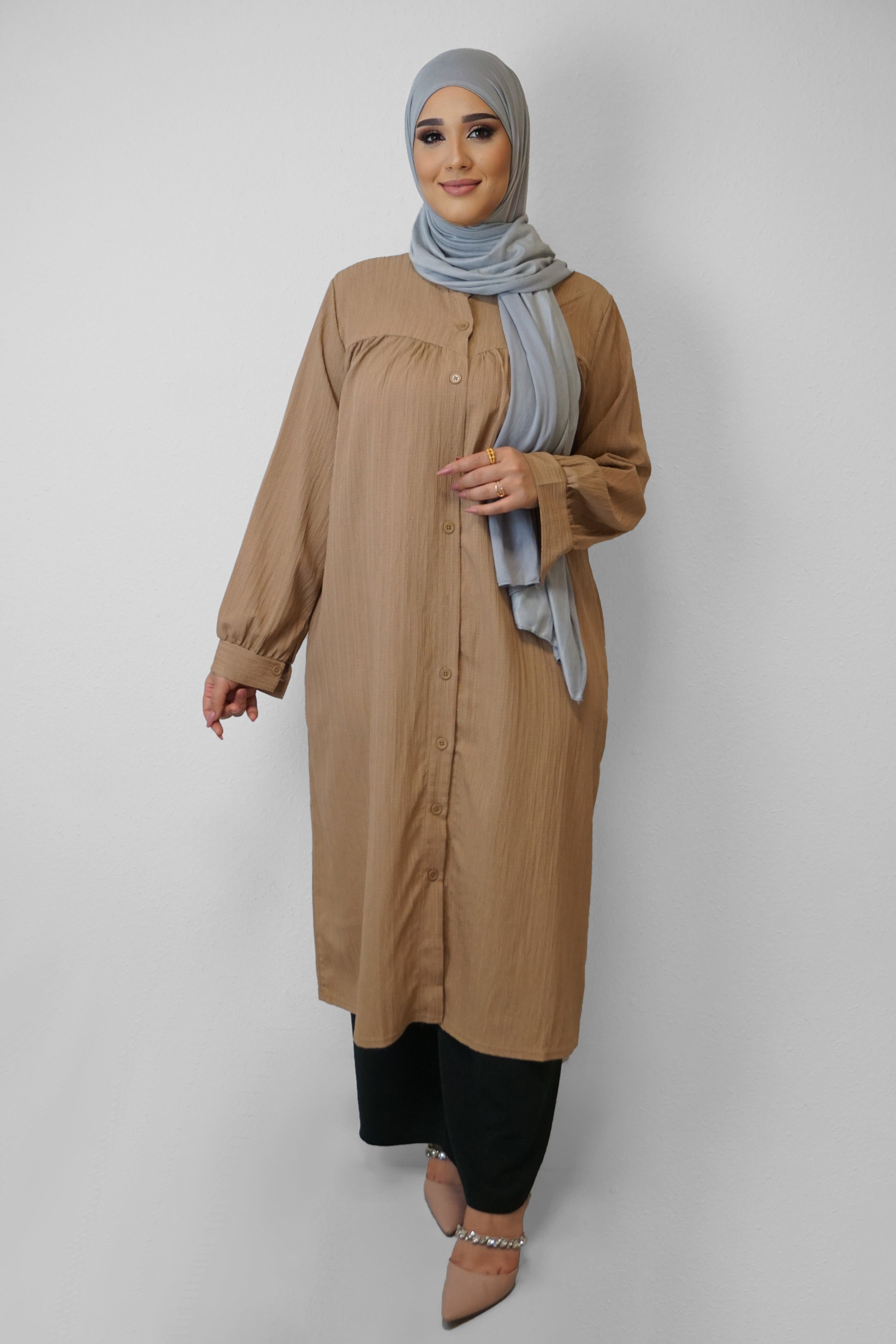 Tunika Selim mit Tasche Caramell