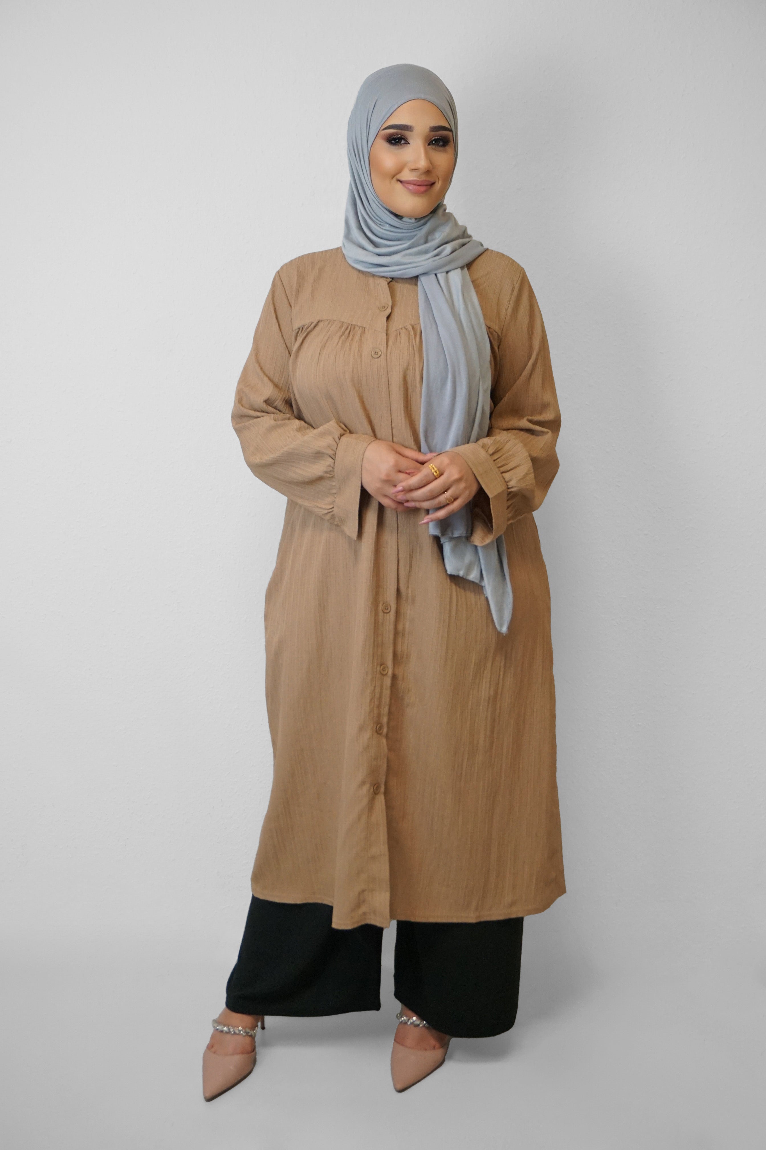 Tunika Selim mit Tasche Caramell