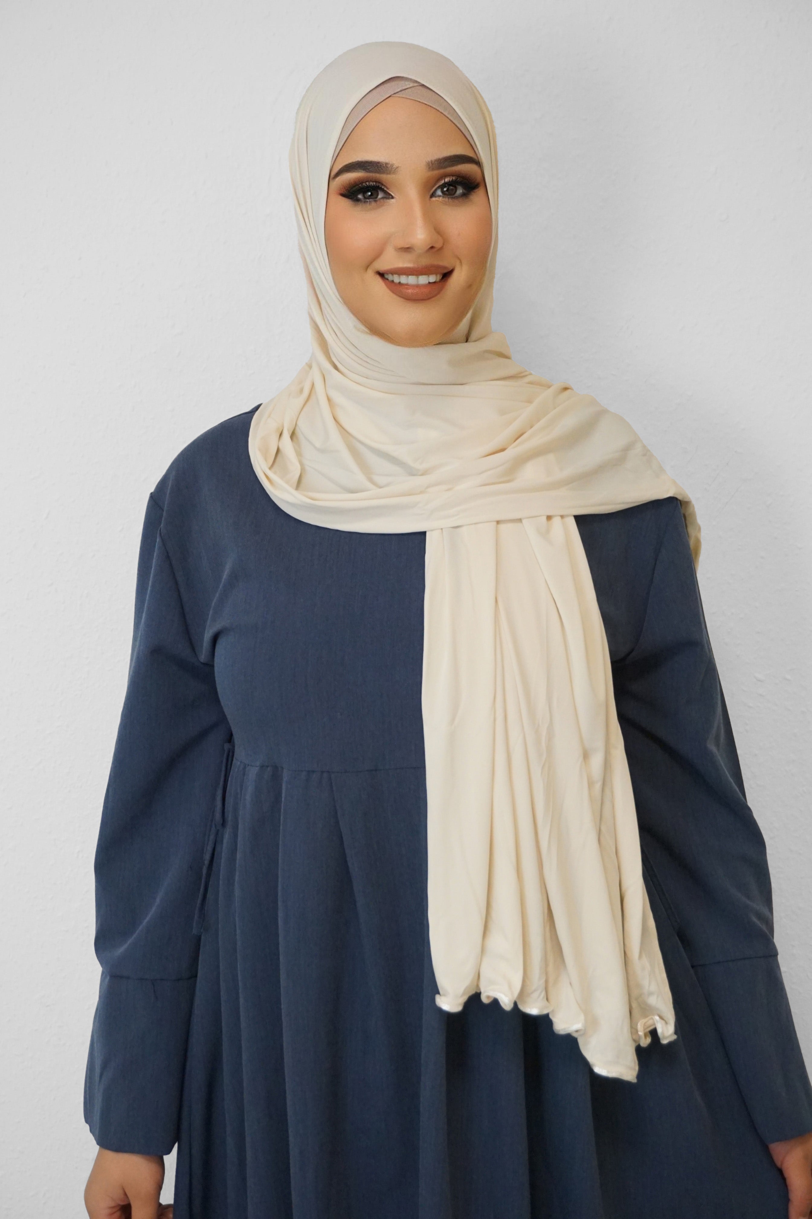 Premium Jersey Deluxe Wellenhijab Light-Beige