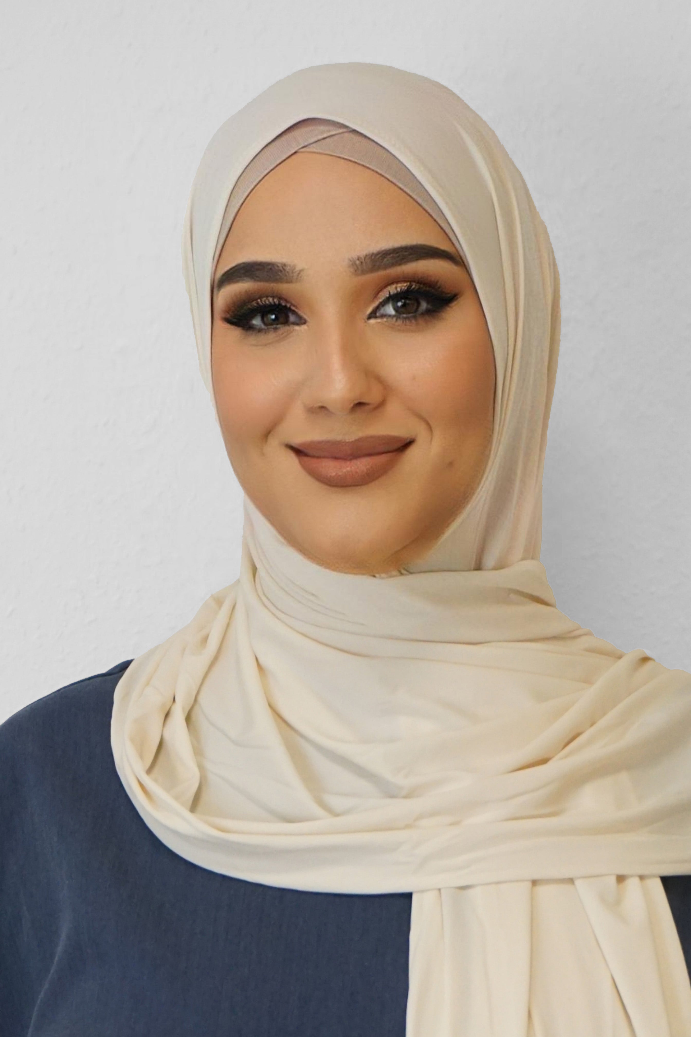 Premium Jersey Deluxe Wellenhijab Light-Beige