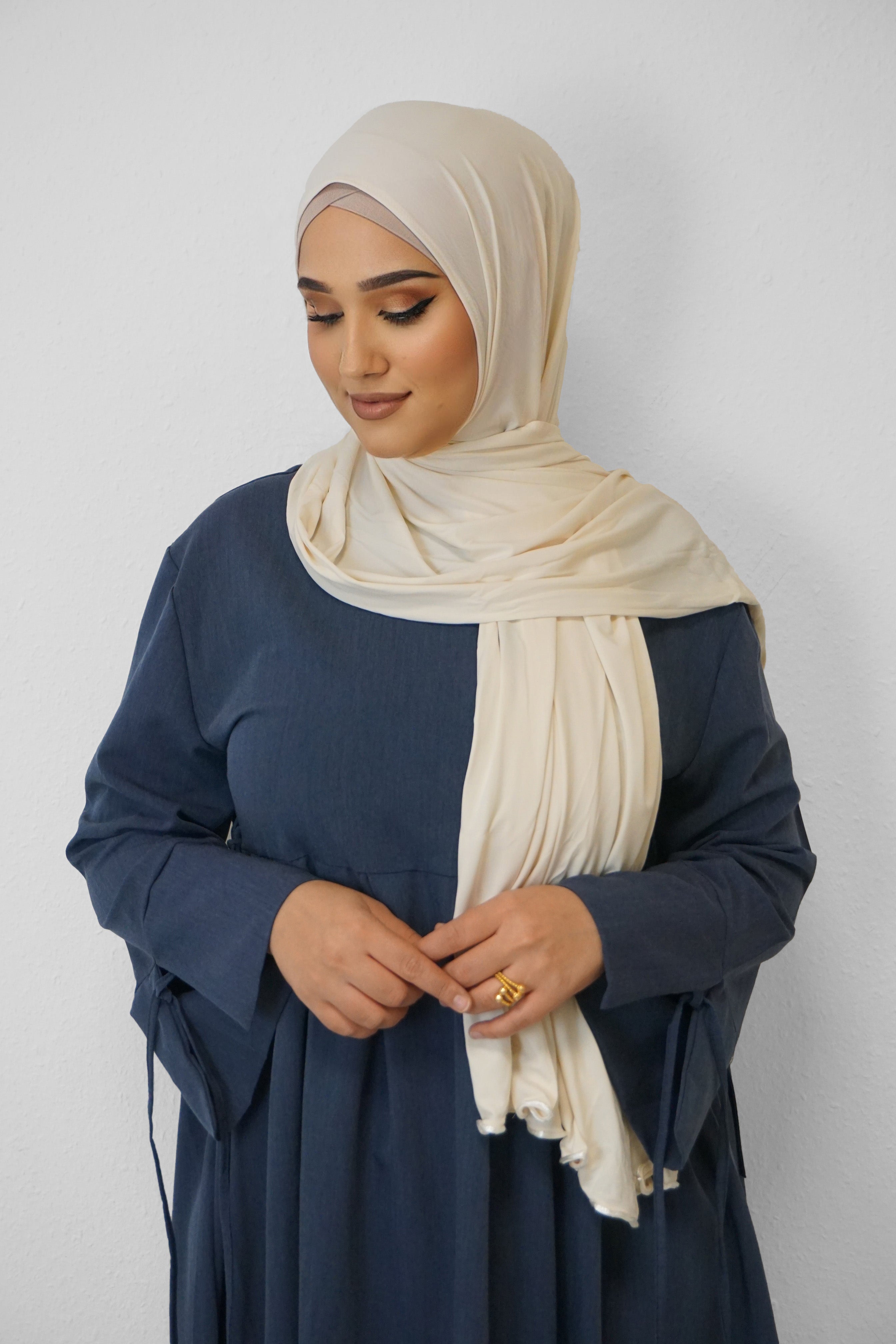 Premium Jersey Deluxe Wellenhijab Light-Beige