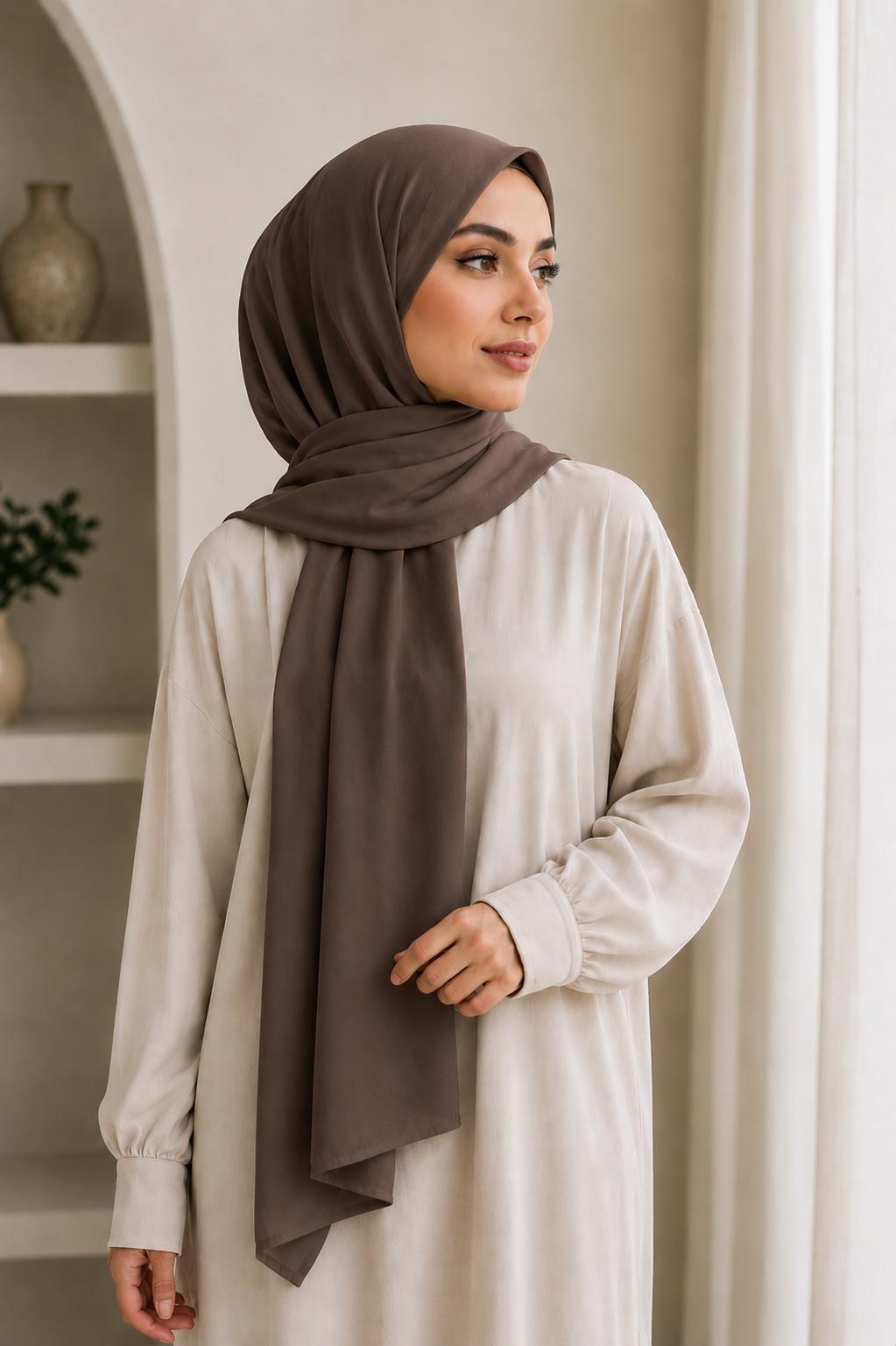 Modal Hijab Dark-Taupe