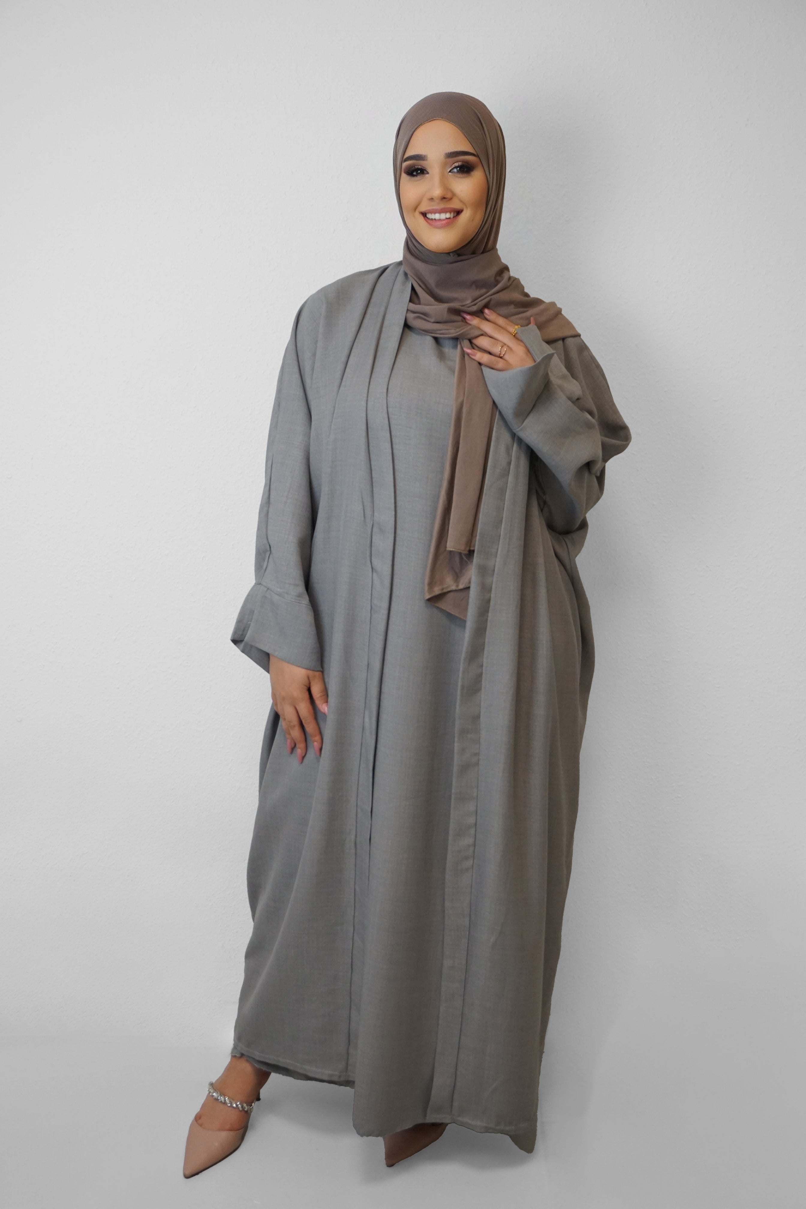 Zwei-Teiler Abaya Nasira Dunkelgrau