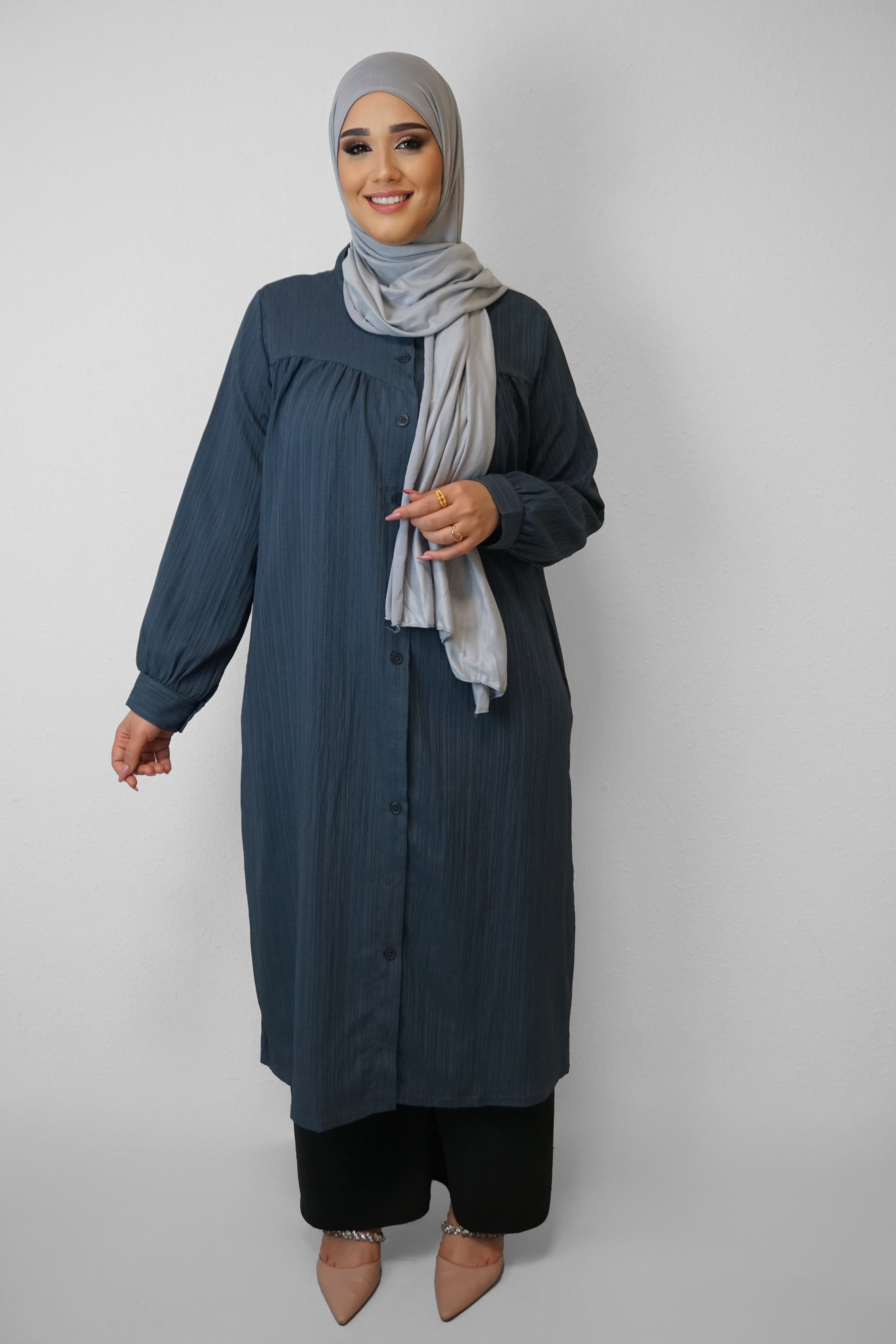 Tunika Selim mit Tasche Dunkelgrau