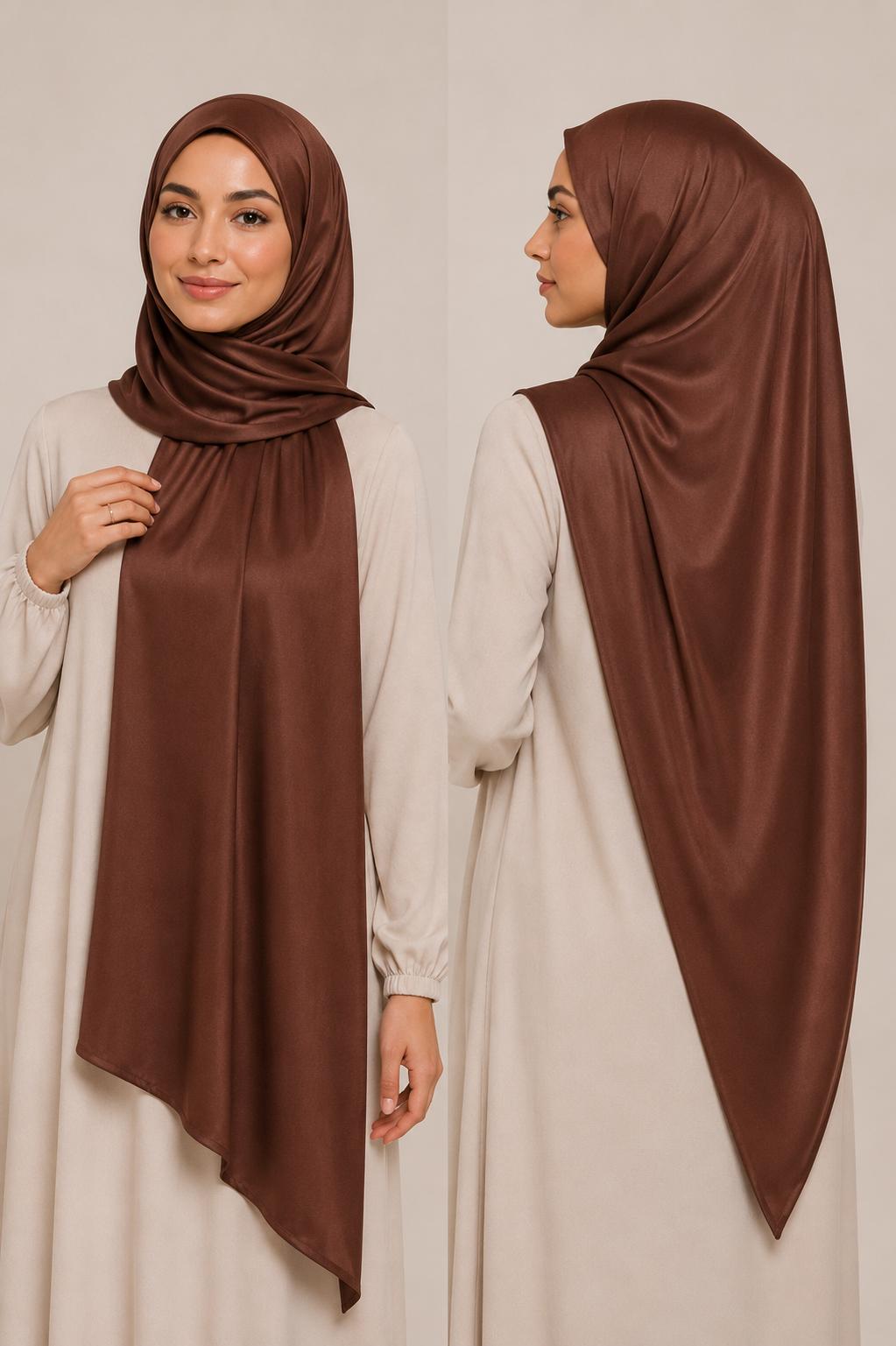 Jersey Premium Satin Hijab Hellbraun