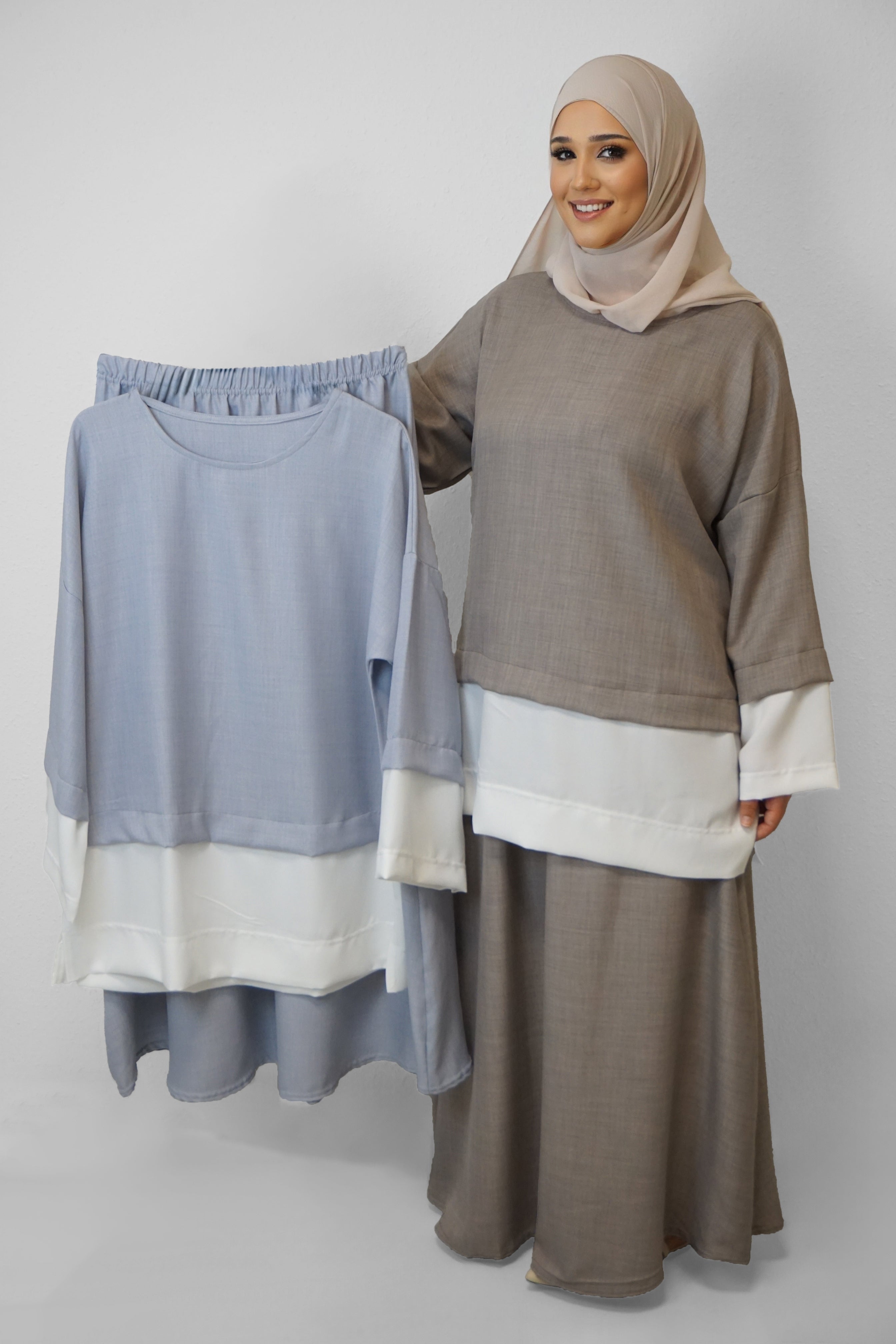 Zwei-Teiler Rock Asyun Hellgrau