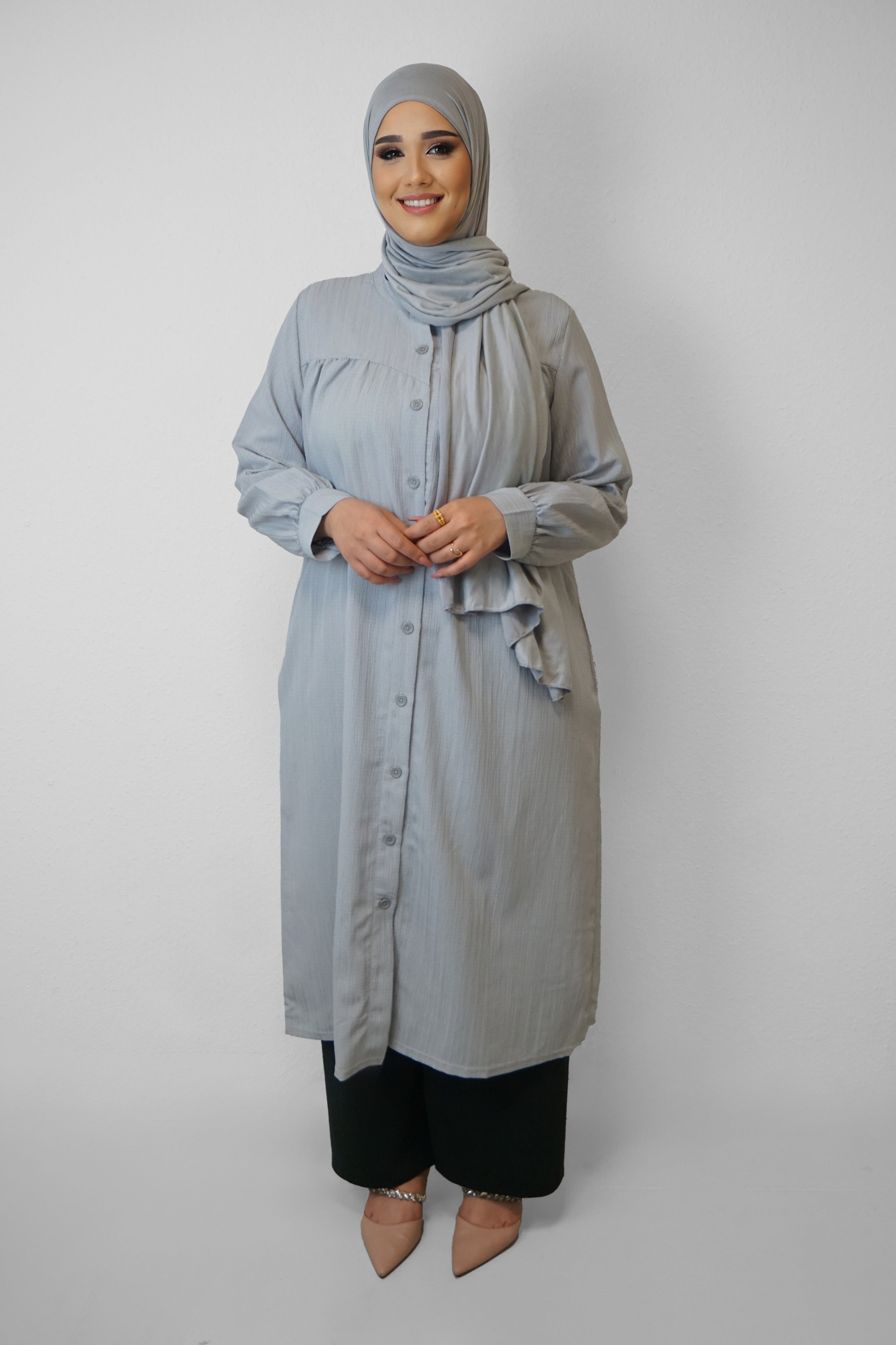 Tunika Selim mit Tasche Hellgrau