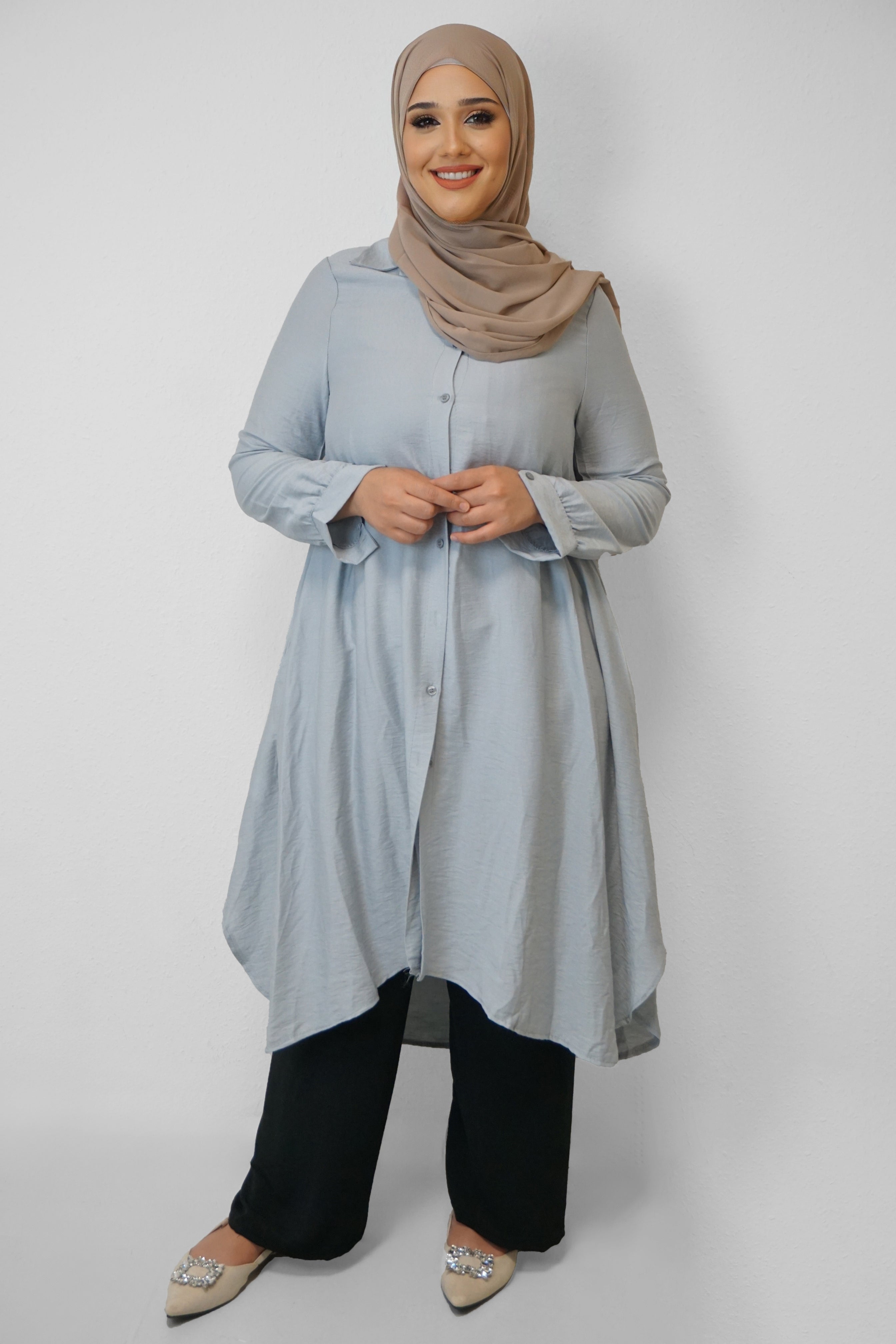 Tunika Selima mit Tasche Hellgrau