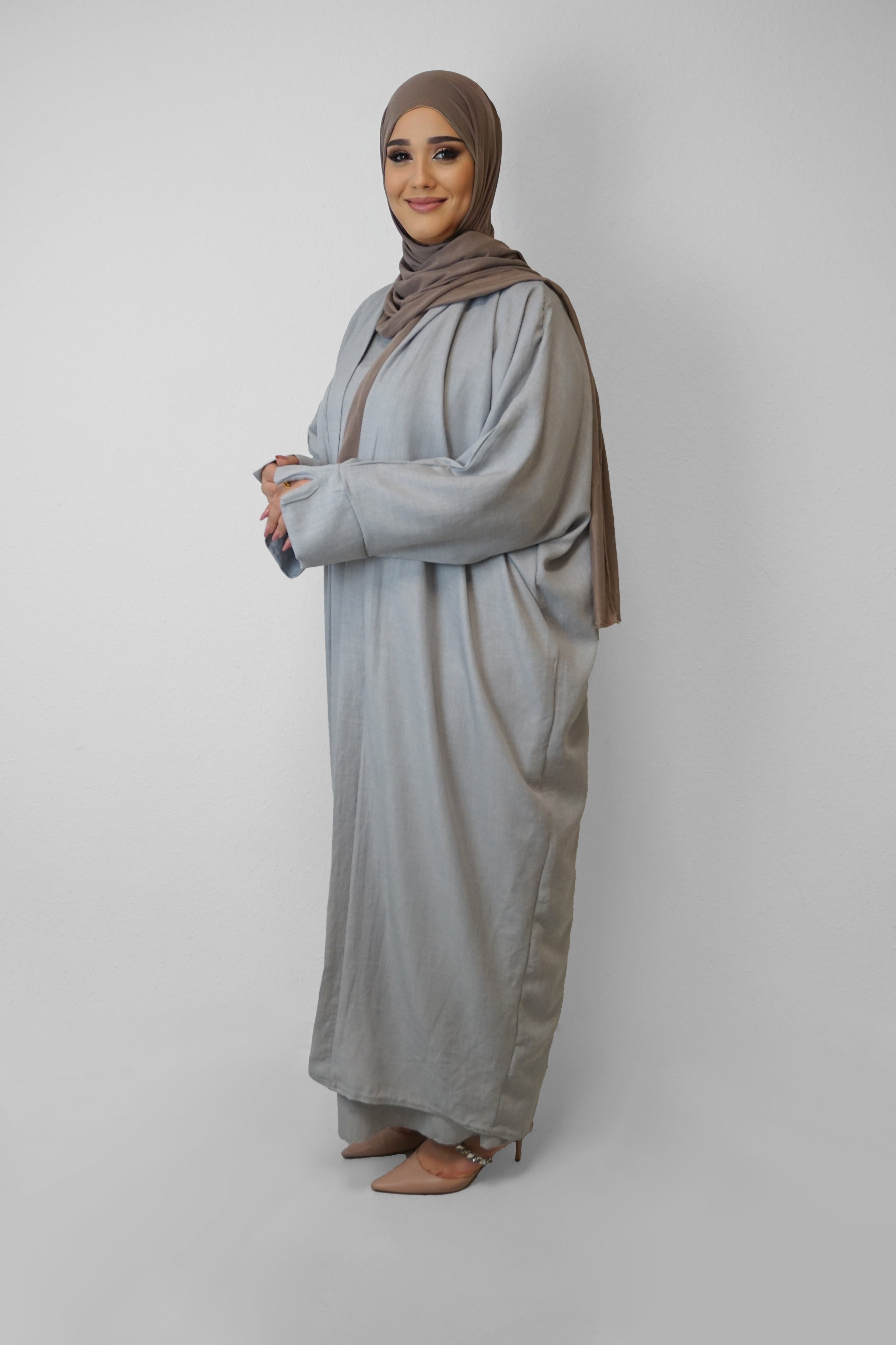 Zwei-Teiler Abaya Nasira Hellgrau