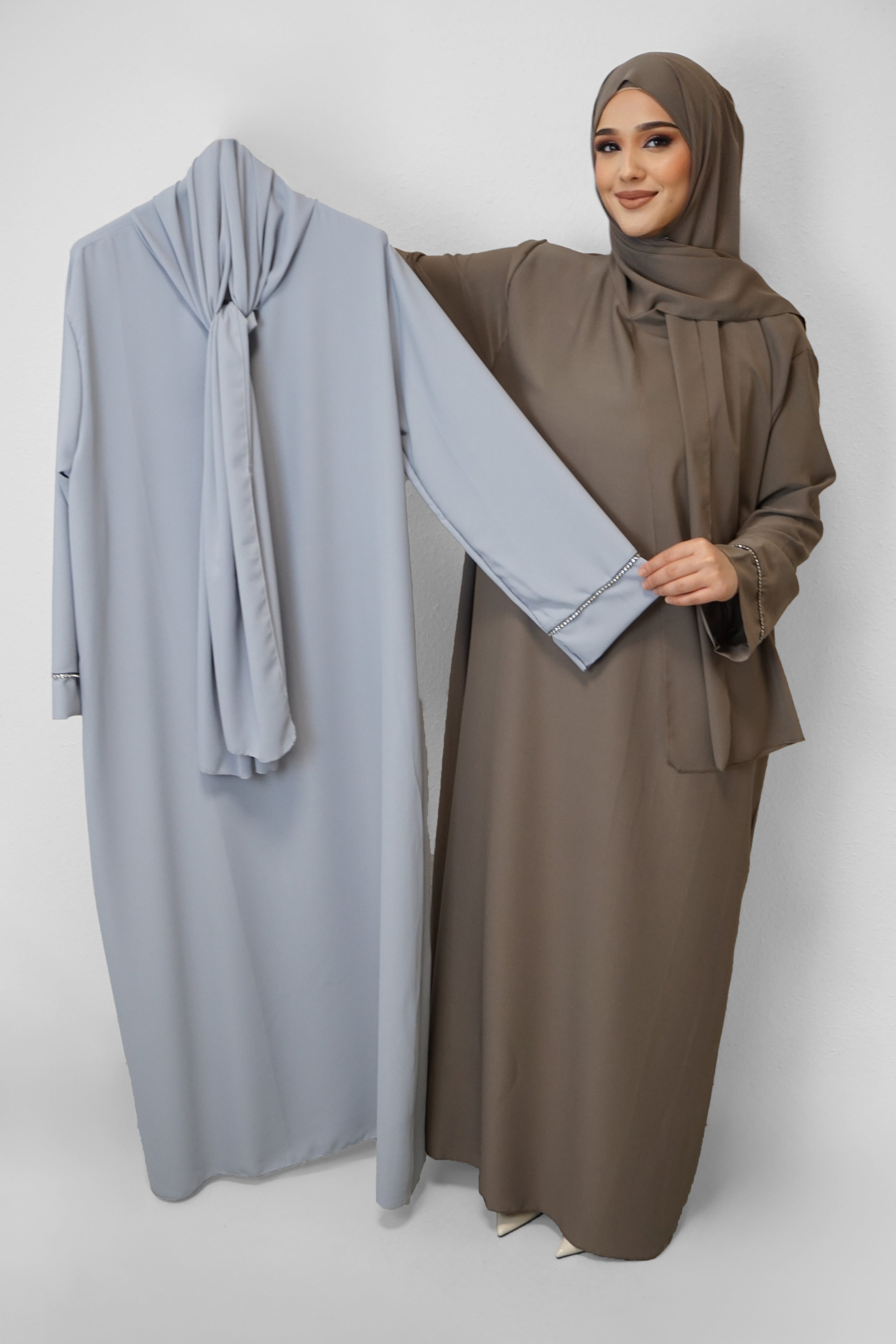Abaya Hajra Hellgrau