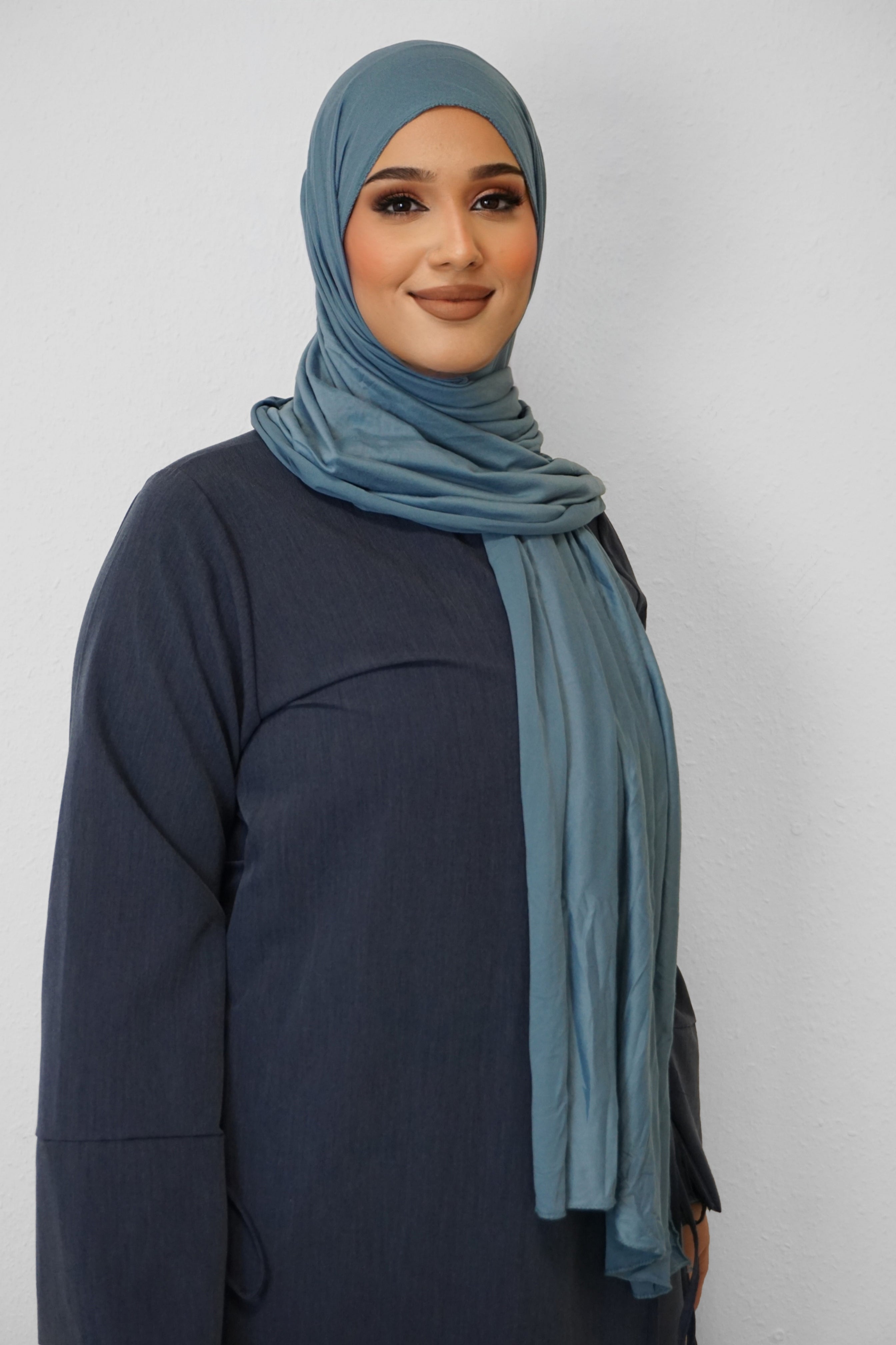 Jersey Hijab Fiza Jeansblau 2
