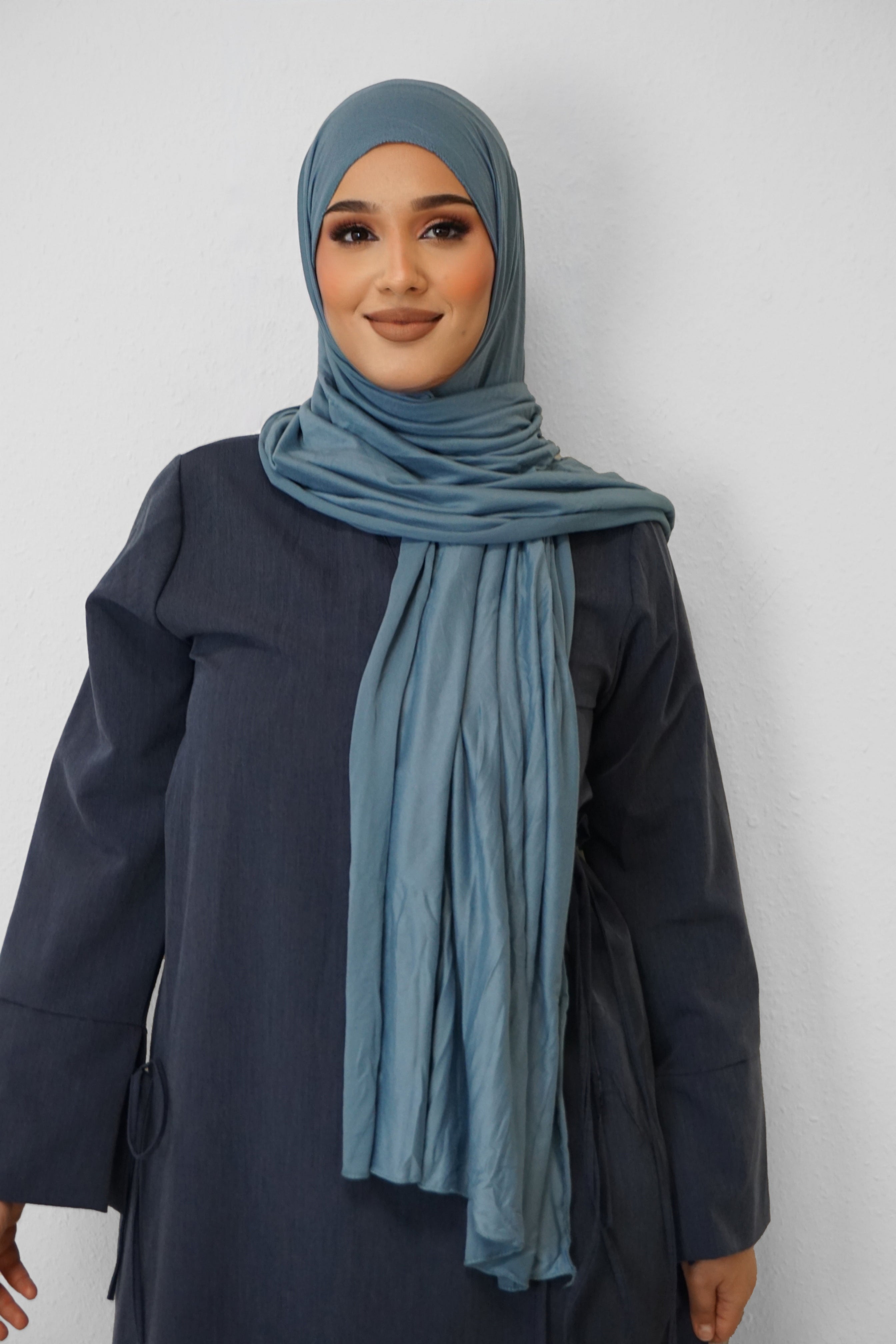 Jersey Hijab Fiza Jeansblau 2