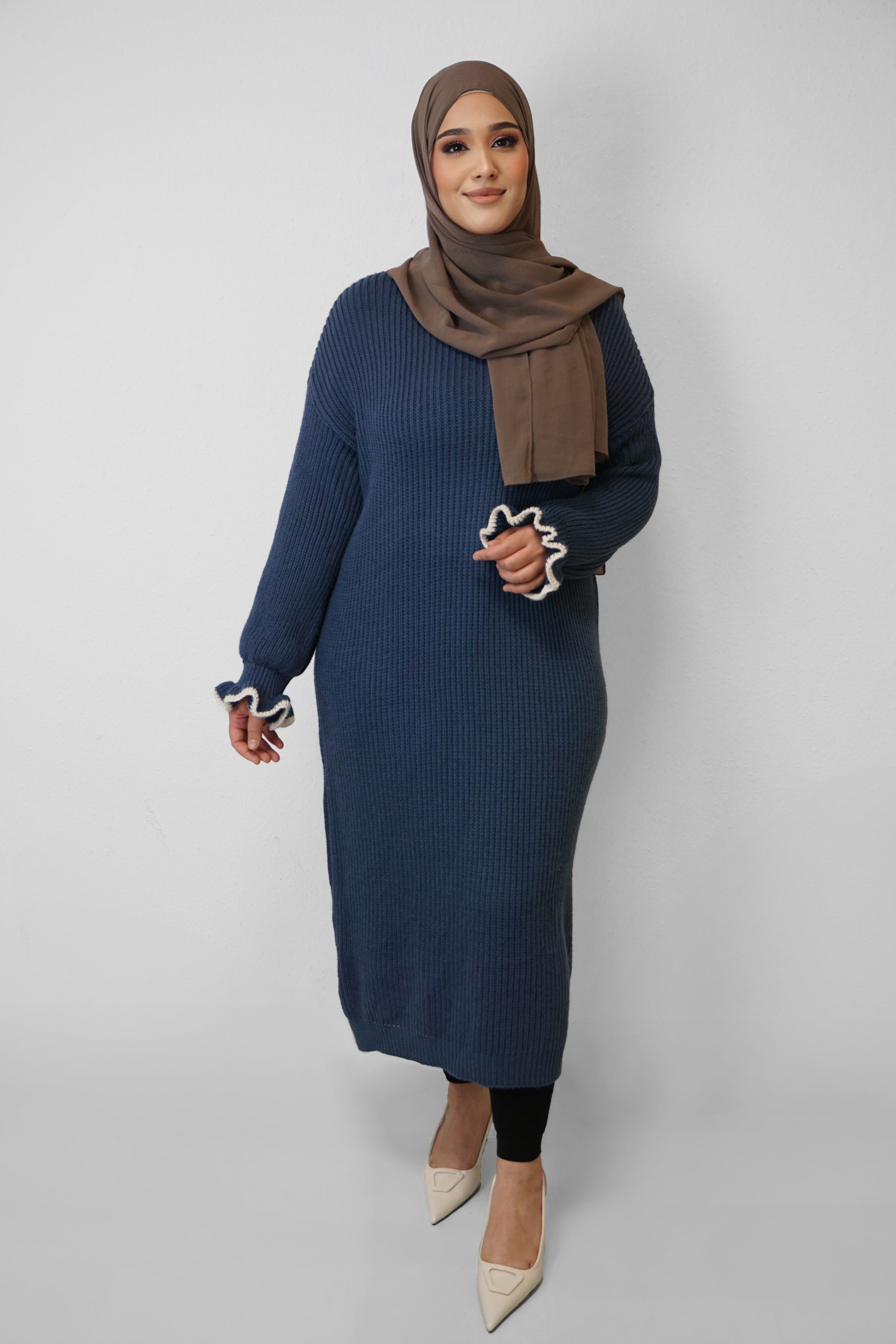 Strick-Kleid Jasmin Jeansblau